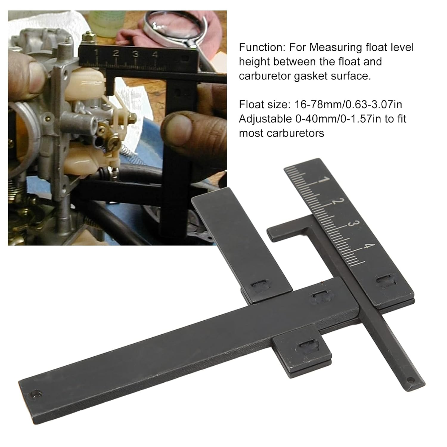 Carburetor Float Level Gauge 0‑40Mm Adjustable Steel for Motorbikes image number 6