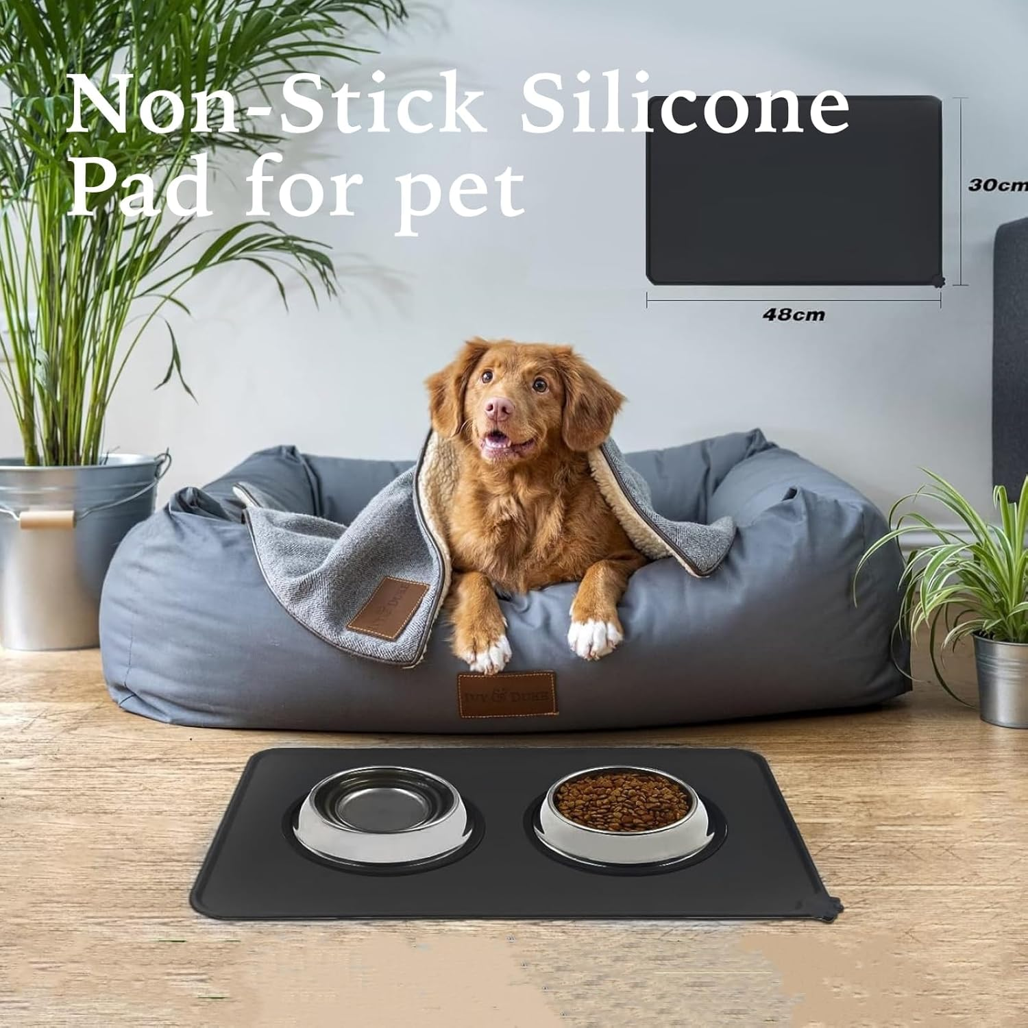Dog and Cat Food Mat, Pet Feeding Mat for Food and Water, Non-Slip Silicone Pet Food Mat for Dog Bowl Mat Waterproof, Easy to Clean, Large Spill-Catching Surface, Bpa-Free, Durable, Eco-Friendly image number 1