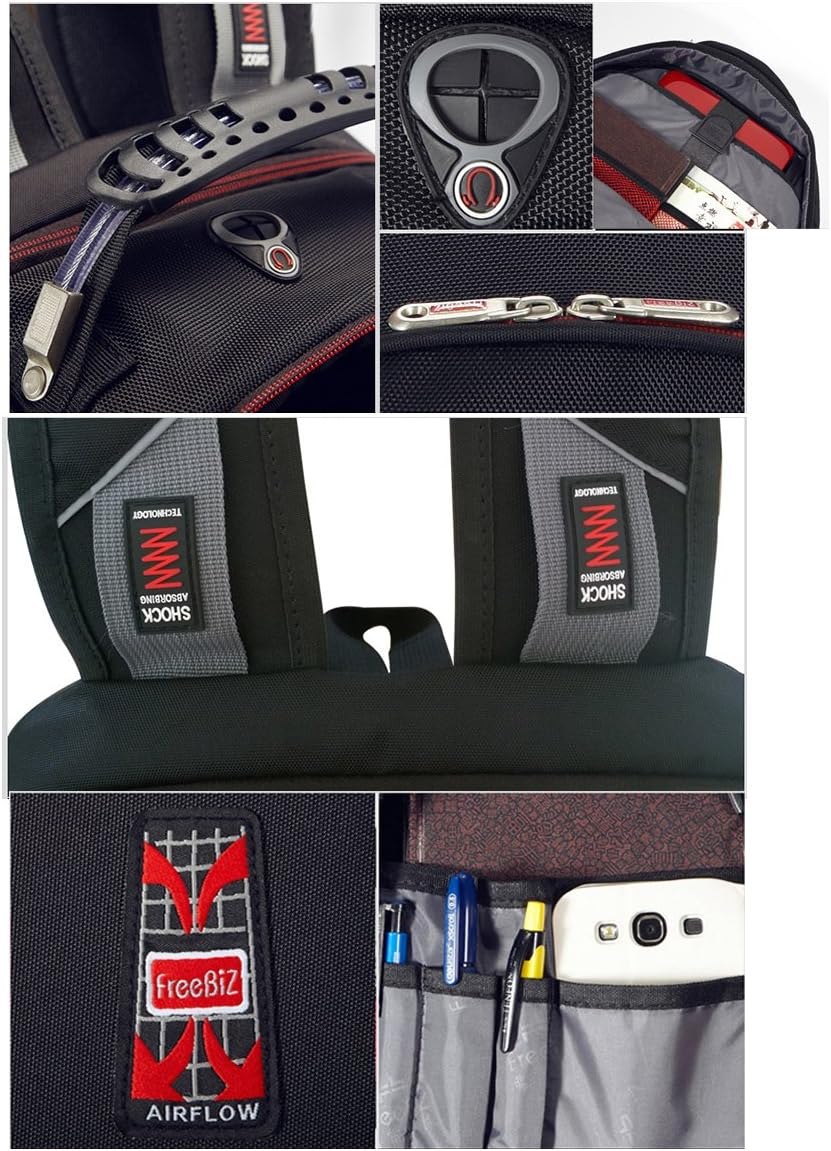 FREEBIZ 18.4 Inches Laptop Backpack Fits up to 18 Inch Gaming Laptops for Dell, Asus, Msi,Hp (Black) image number 5