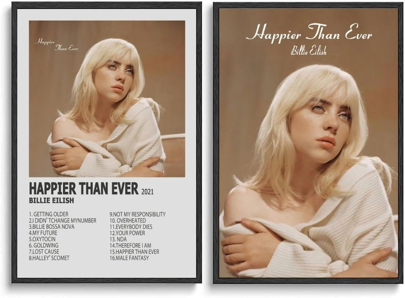 Music Billie Album Eilish Posters Poster a Set of 2 Canvas Posters Room Aesthetic Festival Gift Family Bedroom Decor Wall Art Home08X12Inch(20X30Cm) Style