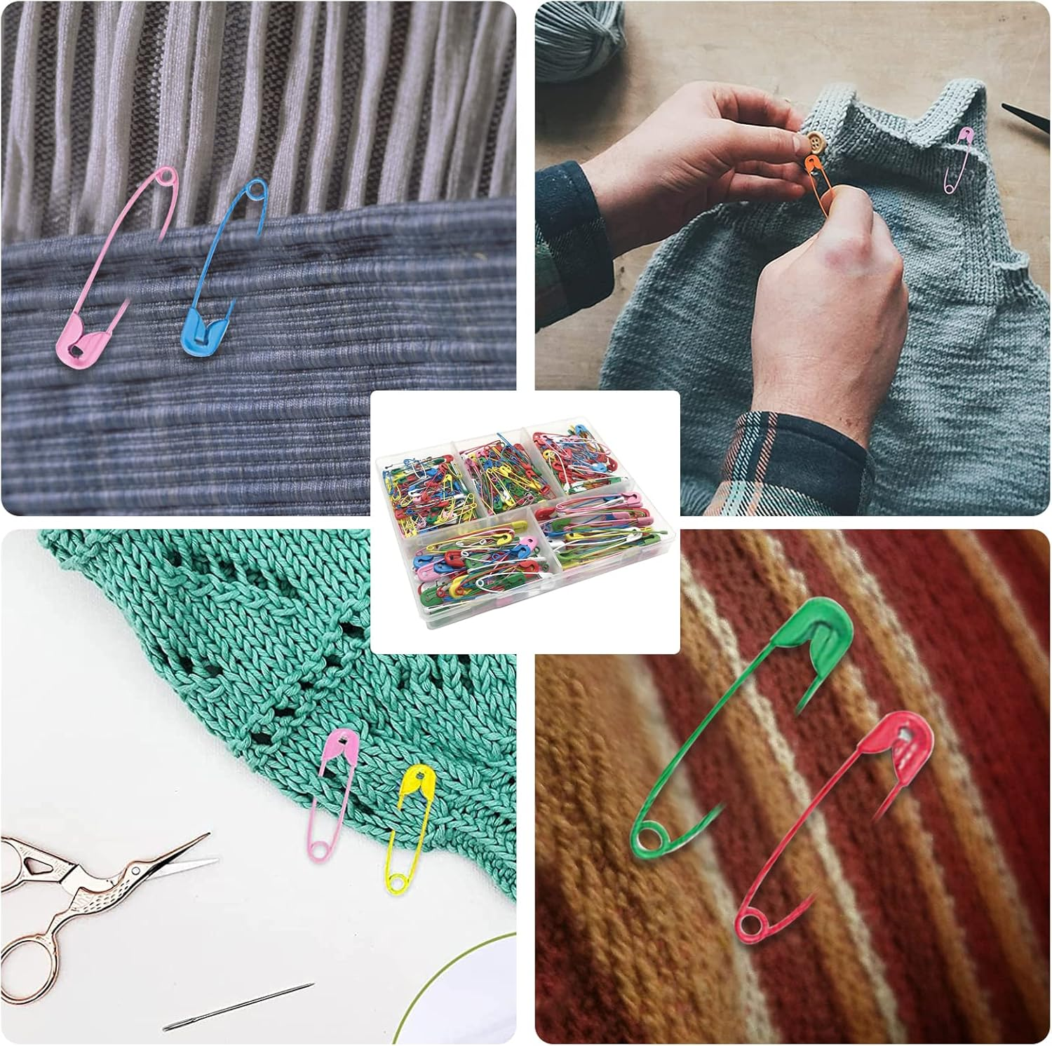 130 Colored Mini Metal Safety Pins with Storage Box, 4 Sizes (28Mm, 32Mm, 38Mm, 45Mm) for Art, Craft, Sewing, Jewelry Making, Dressmaking image number 1