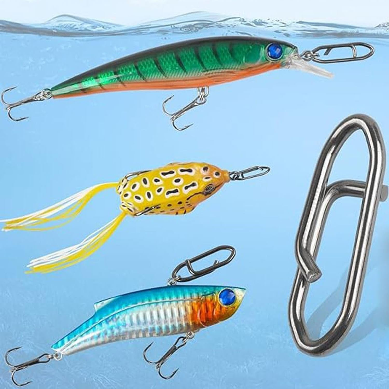 Songholee Fishing Line Snaps, Wanfoou 60Pcs Fishing Power Clips,Power Fishing Clips Snaps Quick Change, Stainless Steel Swivels Clips Quick Change Lure Connector for Fishing Enthusiast image number 2