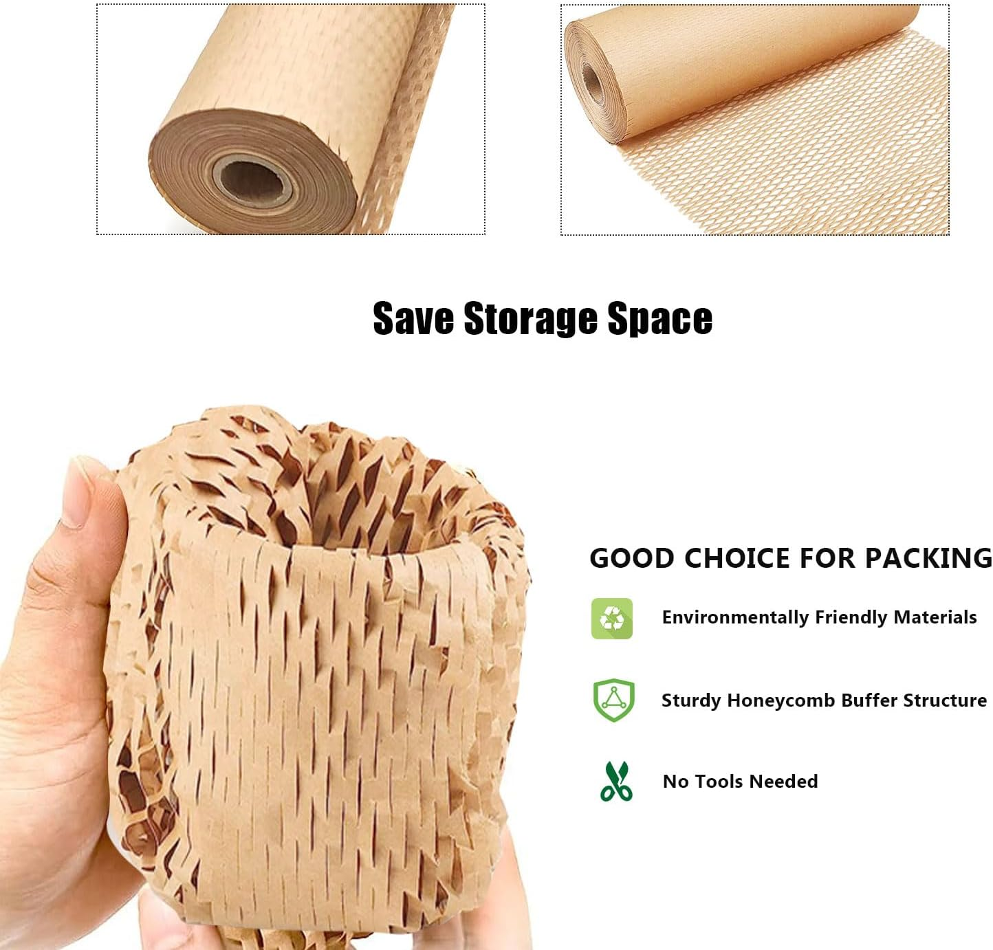 Honeycomb Packing Paper Superior Protection for Moving Recyclable Bubble Paper Wrapping Roll Kitchen Packing Supplies for Moving Supplies for Dishes and Glasses,Brown,14.9"X1968",38Cmx50M image number 2