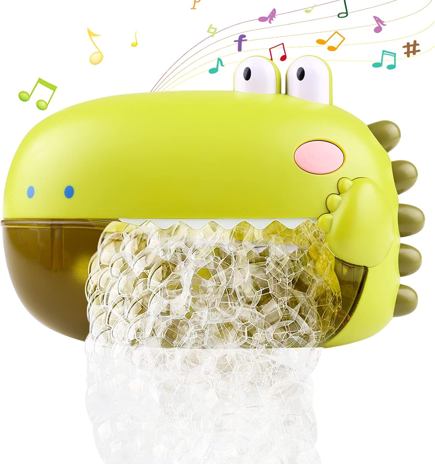 Bath Toys for Toddlers,Bathtub Bubble Maker Toy Green Dinosaur,Tub 1000 Bubbles Makes Machine Blower Cute for Baby Kids Bathtime Shower with 12 Music Songs Fun Gift 3 4 5 Girl Boy image number 2