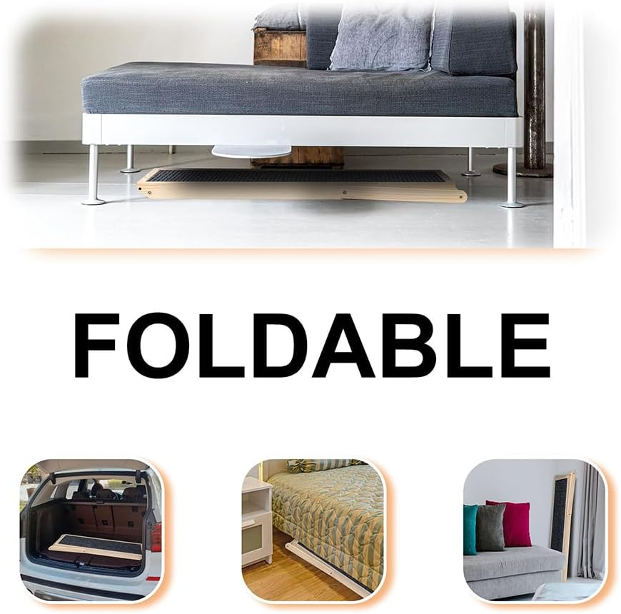 ATDORO Folding Portable Wood Pet Ramp for Small and Older Animals,Lightweight Dog Car Ramps for SUV, Bed, Couch (Large) image number 4