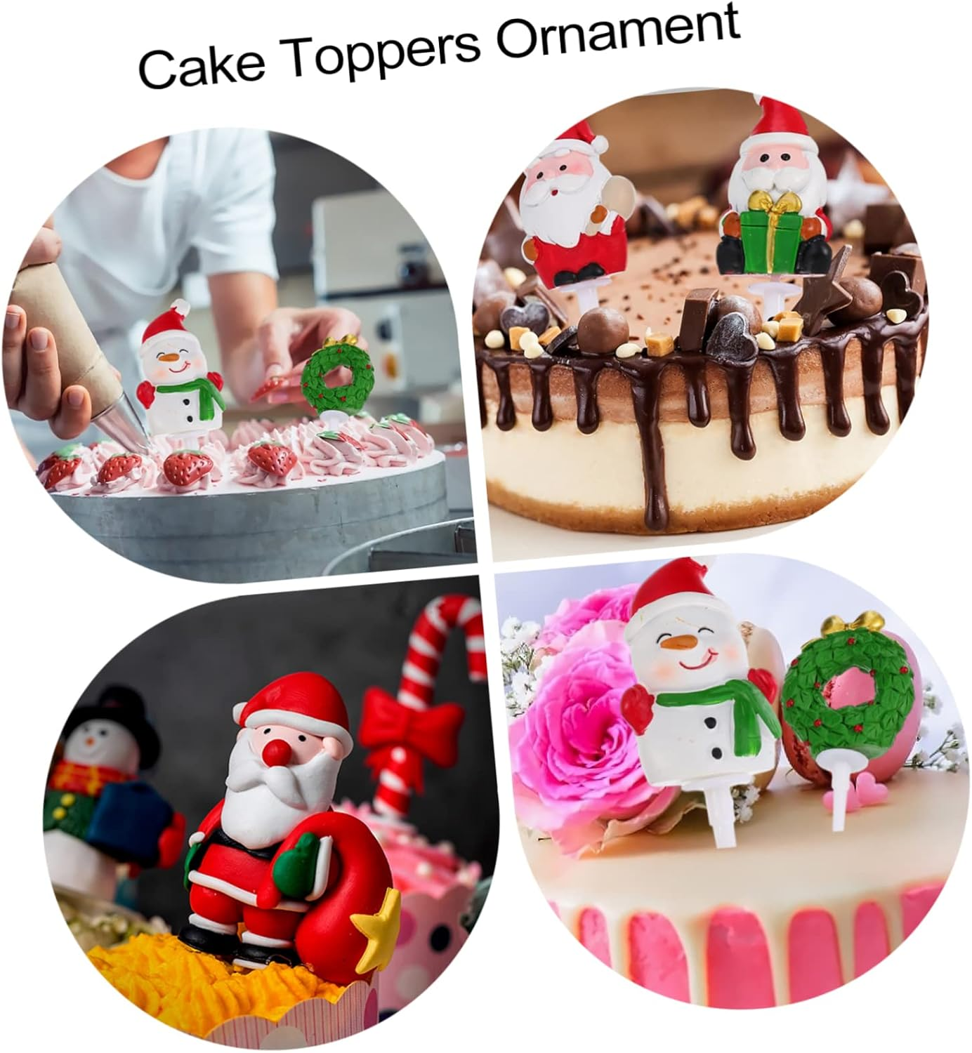 Amosfun 5Pcs Resin Old Man Snowman Tree Cake Toppers Christmas Themed Ornament Cake Decoration Festival Party Supplies image number 3