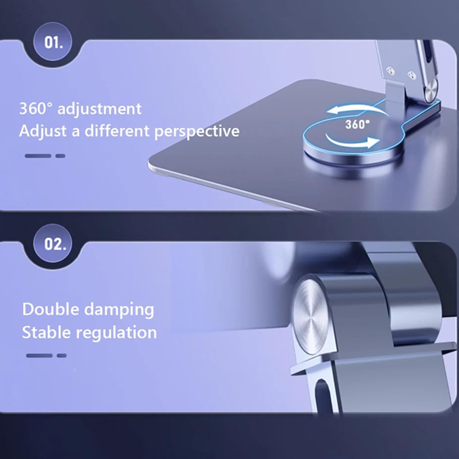 Tablet Stand, Adjustable Foldable Aluminum Alloy up to 14 Inch Tablet Holder, Computer Office Desk Accessories for Tablets, Phones image number 2