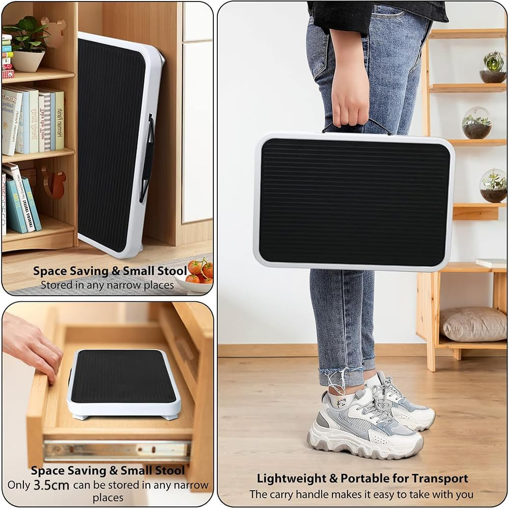 Folding Step Stool, Adjustable Step Stool,Step Ladder,One Step Stool,Four-Legged Stool,For Adults,Older or Kids in Kitchen, Bathroom, RV, Camping, Office,Ect - Black image number 6