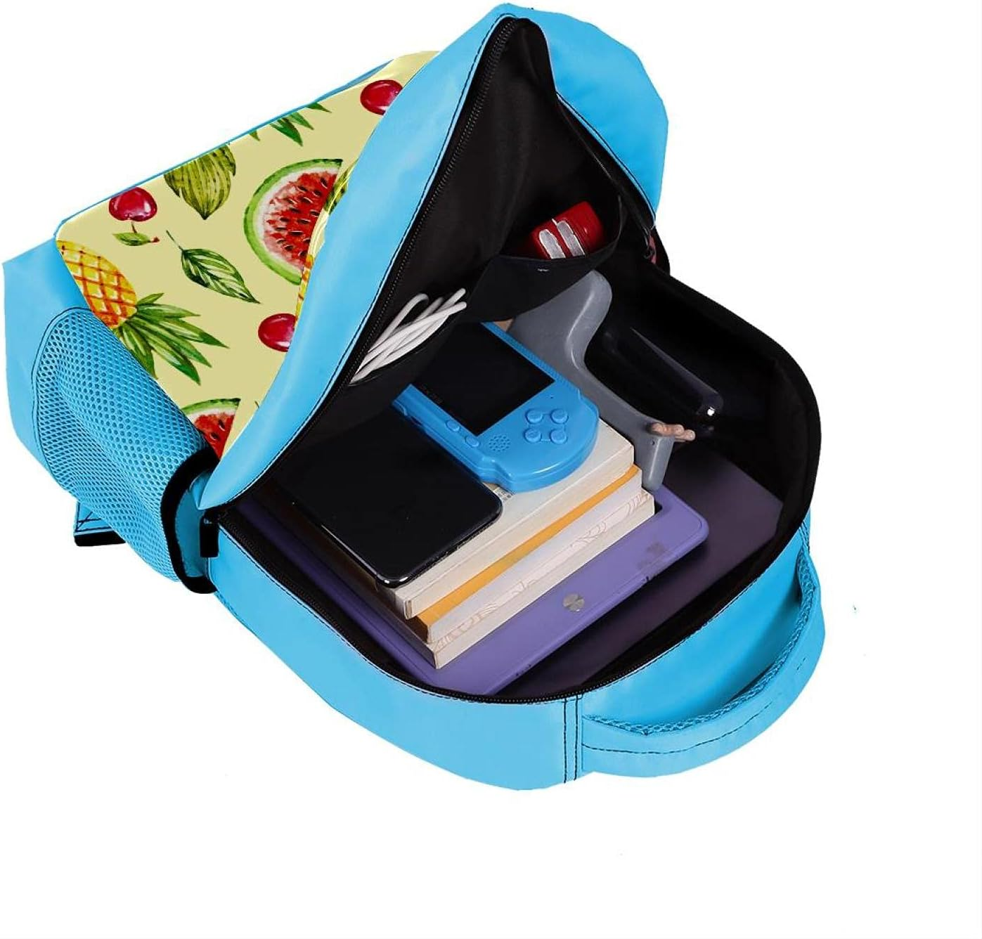 Blue Backpack Boy Bookbags Rucksack Men Travel Handbag Daypack Summer Fruit Watermelon Pineapple image number 4
