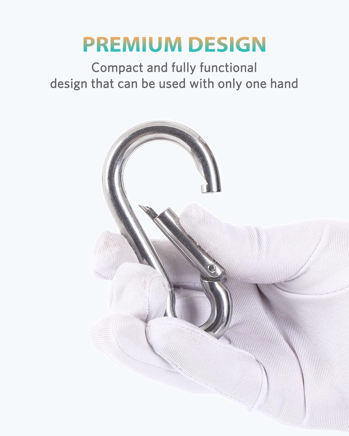 316 Stainless Steel Carabiner Clips - Heavy Duty Hooks, Keychain, Multi-Purpose Spring Snap Hook for Dog Leash, Outdoor Camping, Swing, Hammock image number 2