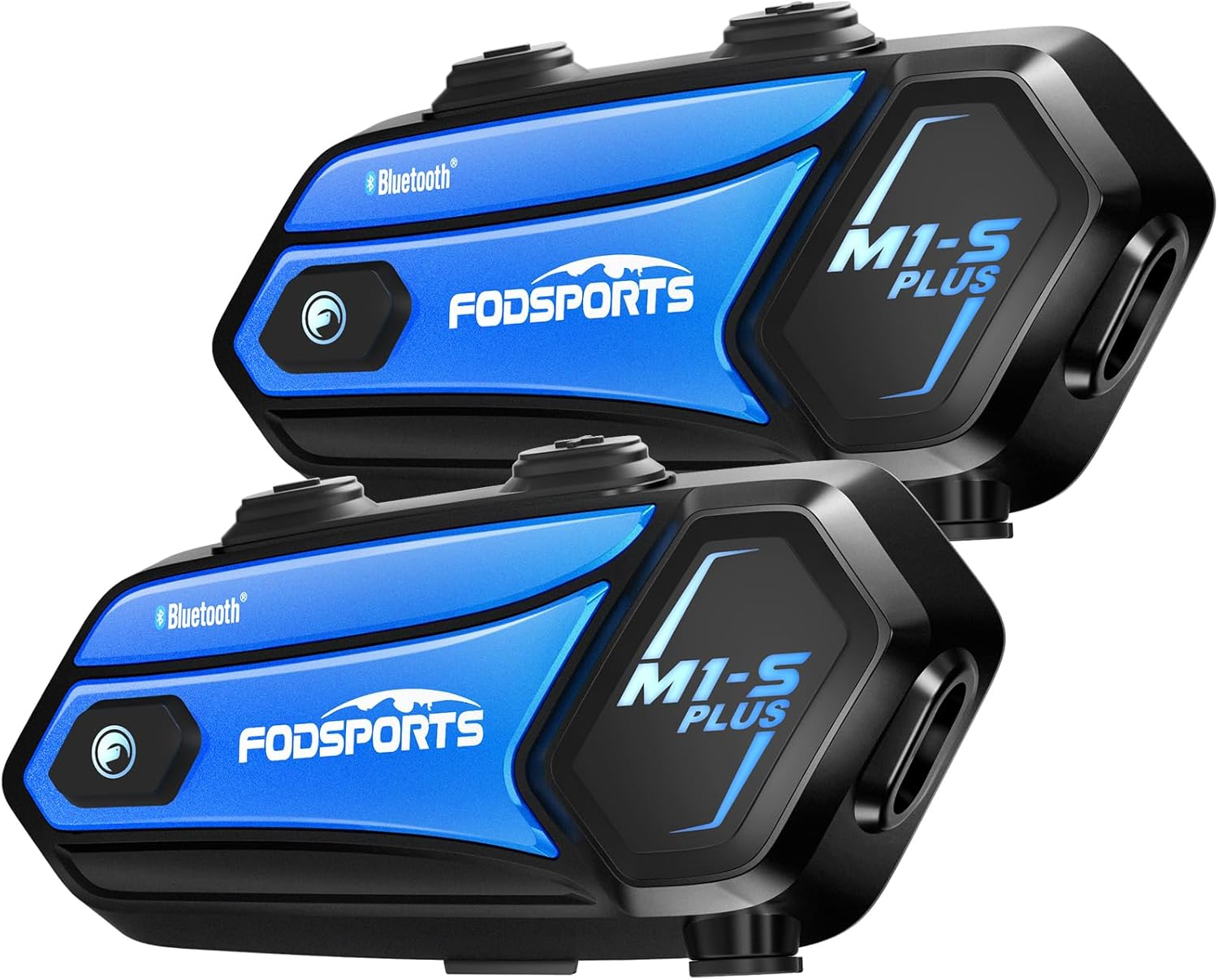 Fodsports M1-S plus Motorcycle Bluetooth Headset with Music Sharing, Microphone Mute, FM, Powerful 900Mah Battery, Helmet Intercom up to 8 Riders with Noise Cancellation, Wonderful Sound, Blue, 1 Pack image number 3