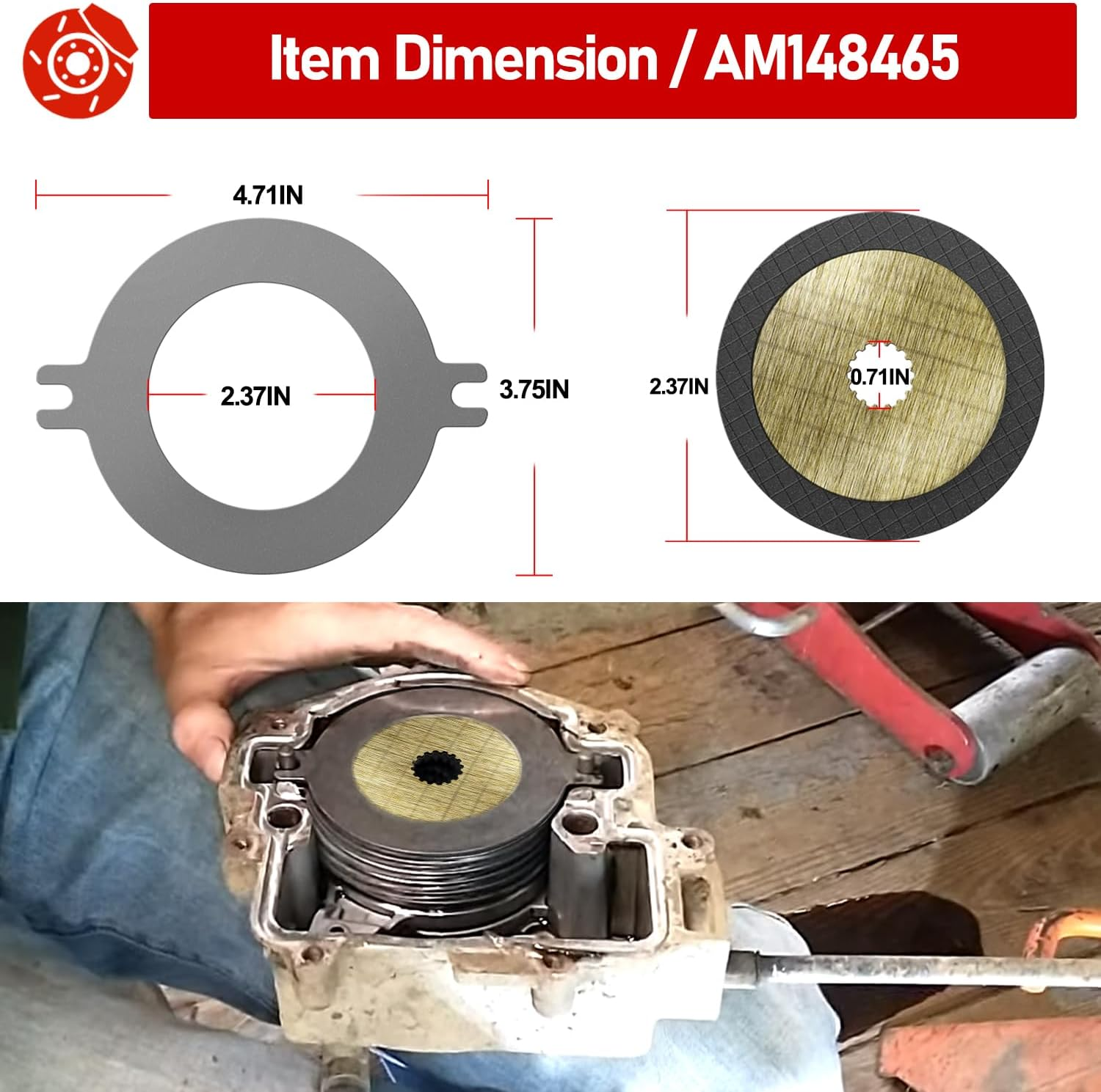 AM148465 Brake Kit Wet Park Brake Disk Kit for John Deere XUV 625 825 835 855 865 Gator Utility Vehicles, Replace # AM148465, AM140803 Wet Brake Discs Kit