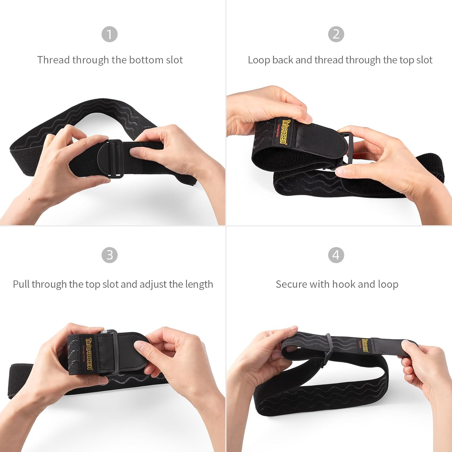 Trilancer Elastic Cinch Straps with Anti-Slip Strips, 61 Cm X 5 Cm(4 Pack) Multipurpose Hook and Loop Bundling Straps for Hose, Cords, Bike, Luggage, Camping, Yoga Mats image number 4