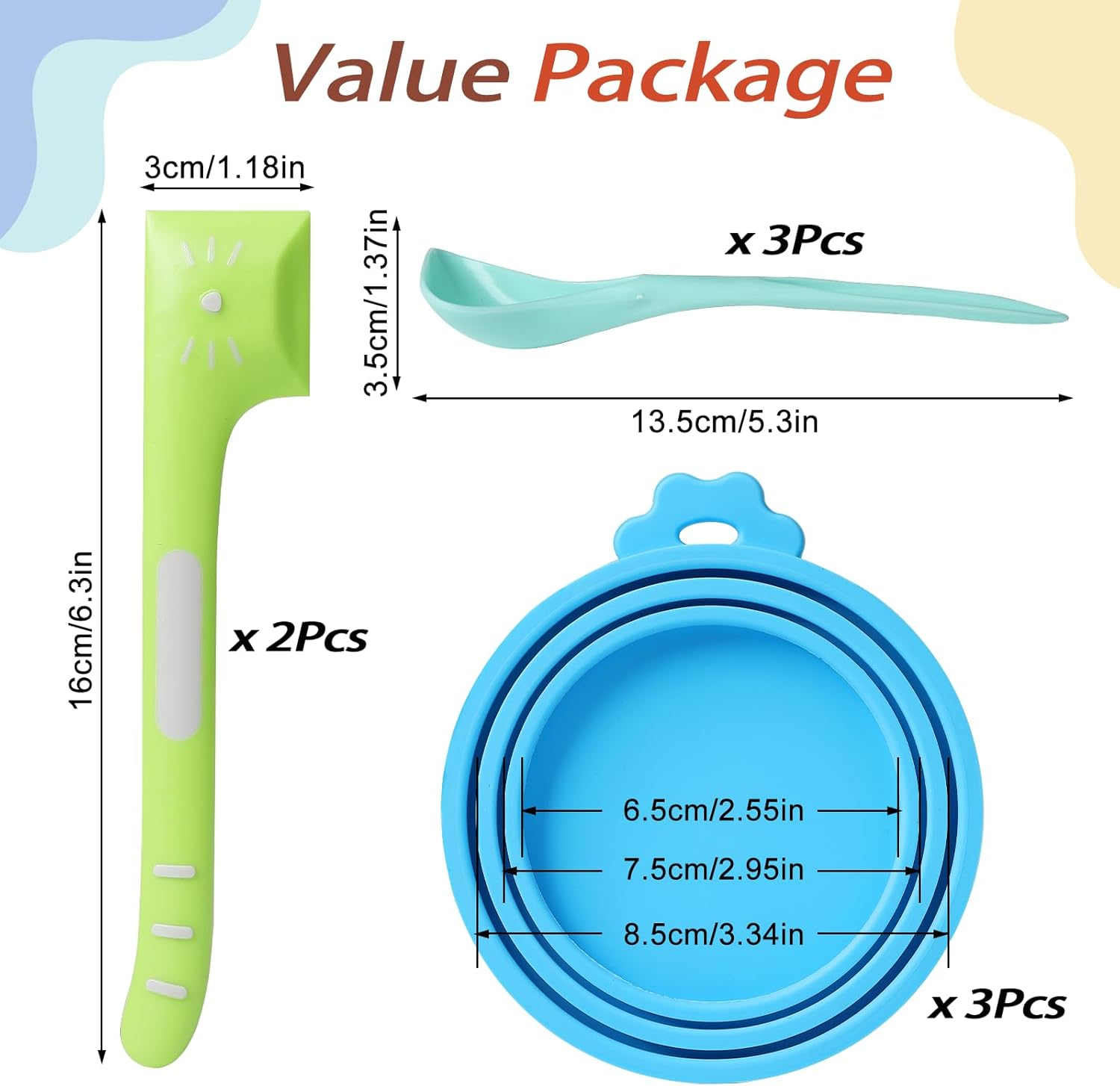 Ainvhh 8 PACK Can Lids, Pet Food Can Cover and Food Mixing Spoons Food Canned Scoop, Fits Most Standard Size Dog and Cat Can Tops for Pet Cat Dog Feeding Can and Wet Food Storage image number 1