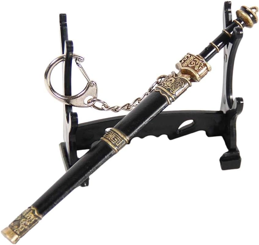 Mini Katana Mini Sword with Plastic Stand Samurai Sword Metal Weapon Model Toy Katana Anime Swords Keychain