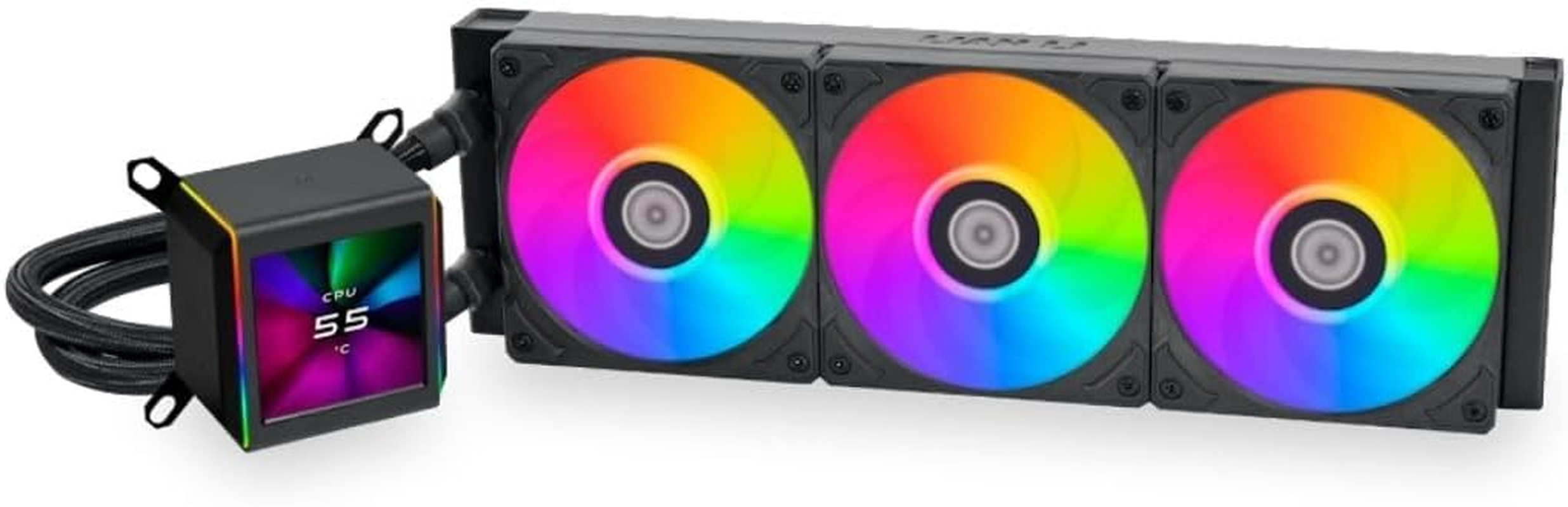 Lian Li Galahad II LCD Screen W/480X480RESOLUTION 360 Closed Loop ARGB AIO Liquid All-In-One CPU Cooler ARGB Fans 2450RPM Black