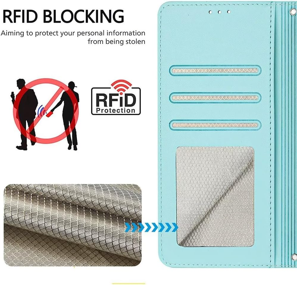 SEAHAI Case for Motorola Edge 60 Fusion/Edge 60 5G Phone Case, Cute Embossed Cat Premium PU Leather Folio Wallet Shockproof Protective Case with Stand/Card Slot/Rfid Protection, Light Green