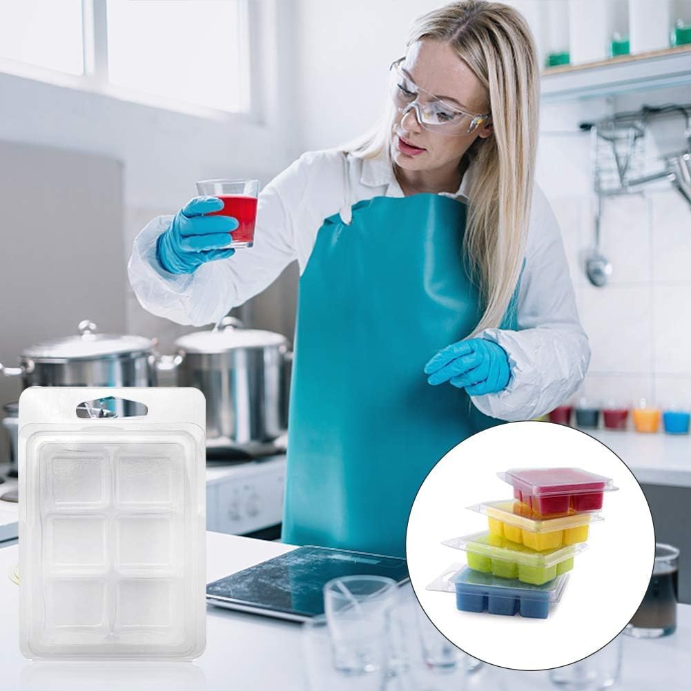 YSHIGUING Wax Melt Molds 50 Pcs 6 Cavity Resuable Clear Plastic Clamshell Mould Cube Tray for Candle Making and Soap Wax Melts Boxes image number 2