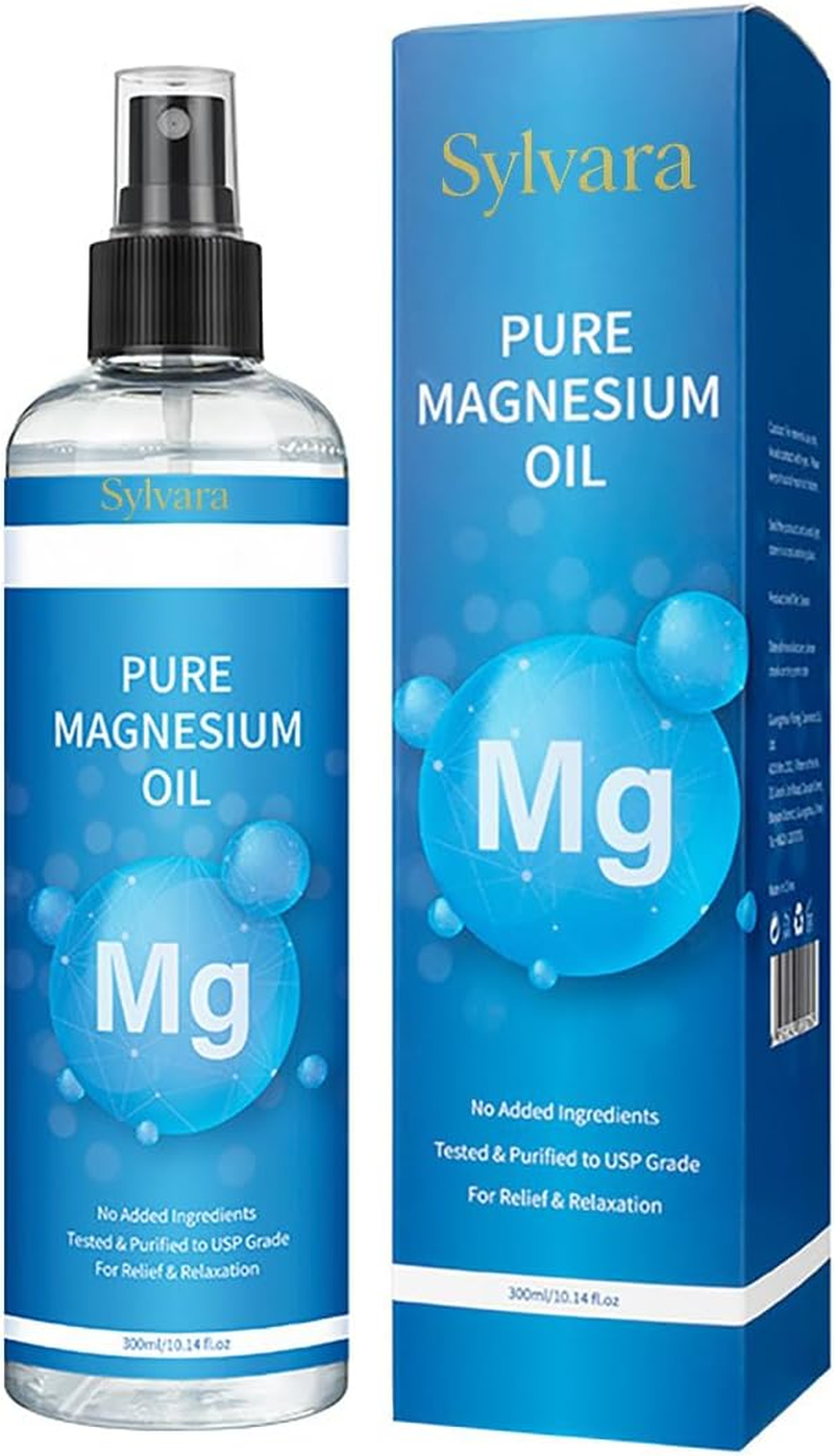 300Ml Pure Magnesium Spray100% Organic Magesium Oil, Promotes Calm Sleep and Relaxation, Magnesium Spray for Feet, Sleep, and Body with Fast Absorbent Mineral Oil