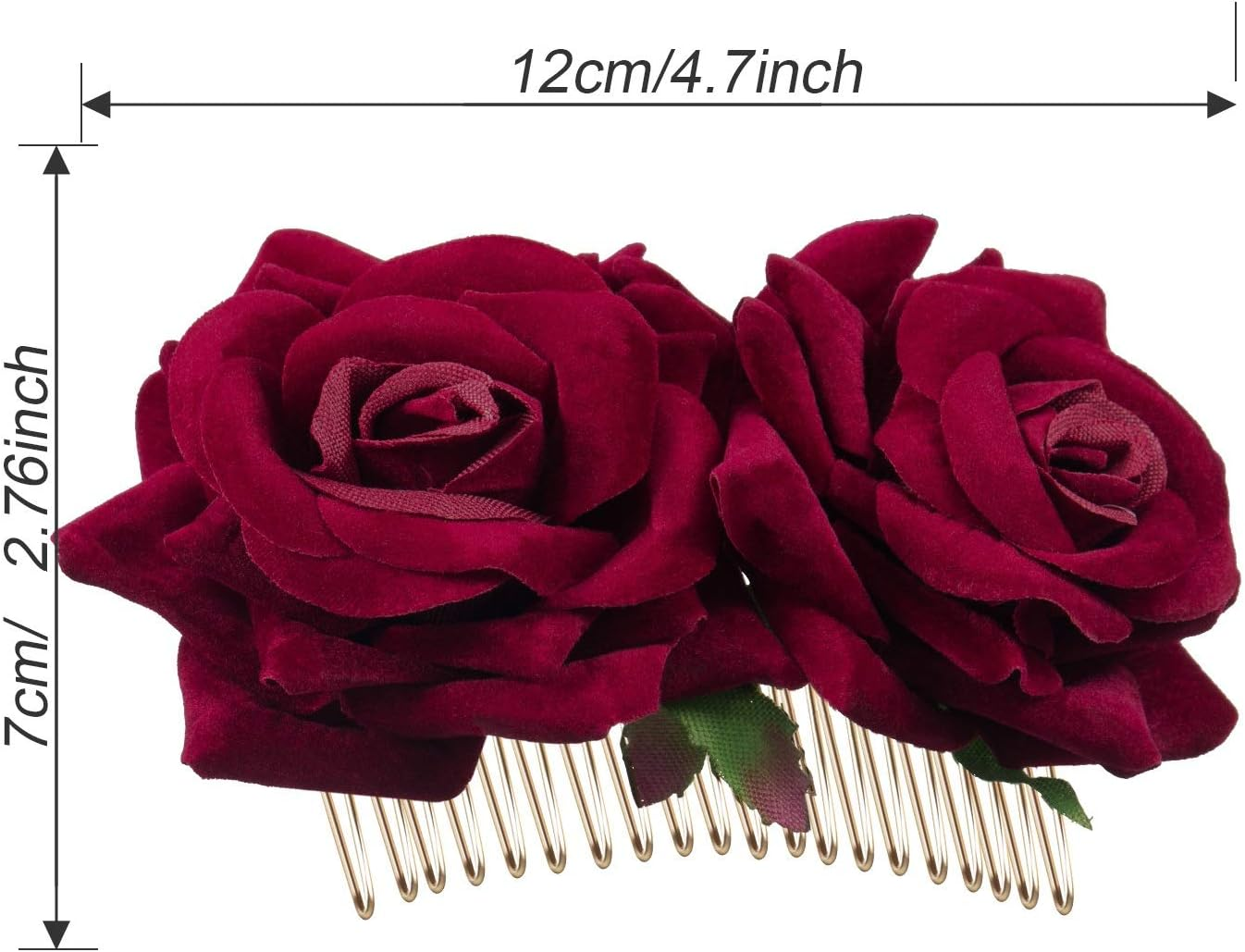 2 Pack Rose Flower Hair Clip, Big Rose Brooch Floral Clips, Flower Hair Accessories for Woman Flamenco Dancer Bridal Party Wedding image number 3