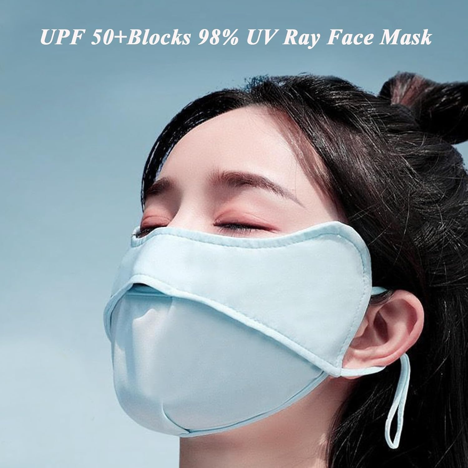 UV Face Mask UPF 50+ Protection Blocks 98% UVA/UVB Rays,Ice Silk Sun Shield with Adjustable Ear Loops, Reusable Washable Breathable Cover for Women and Men, 4 Pack (Pink, Black, Gray，Blue) image number 1