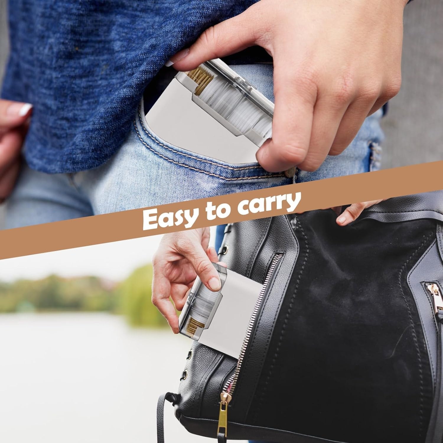 2 in 1 Toothpick & Floss Pick Holder Dispenser, 3Pcs Toothpick Holder with 360 Toothpicks & 90 Floss Sticks, Floss Pick Dispenser Toothpick Case for Home Travel image number 5