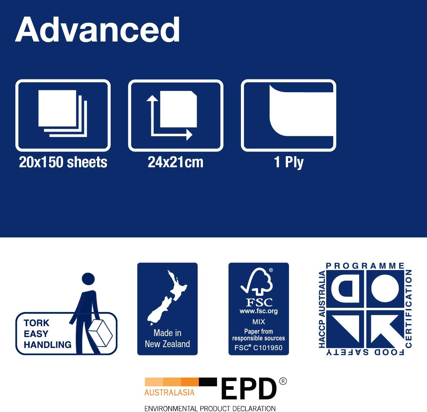 Tork Ultraslim Multifold Paper Hand Towel White H4, Advanced, 20 Packs X 150 Sheets, 170370 image number 5