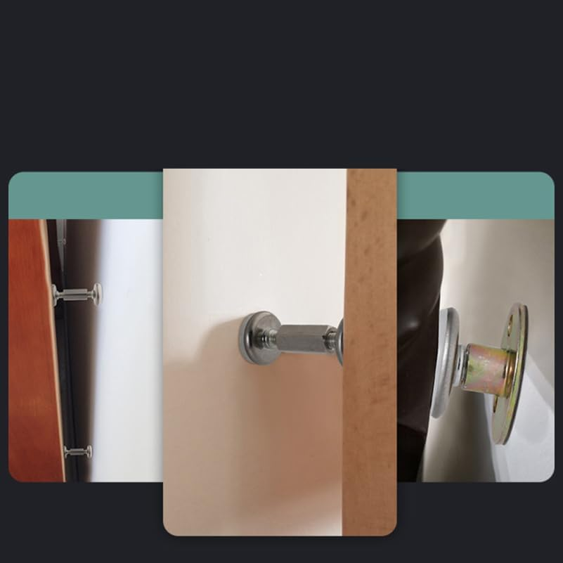 Ciieeo 2Pcs Stainless Steel Bedside Fixer Adjustable Anti-Sloshing Actuator Wall Stabilizer Sturdy Anti-Slip Tool for Home Bedroom for Bed Sofa and Chairs image number 1