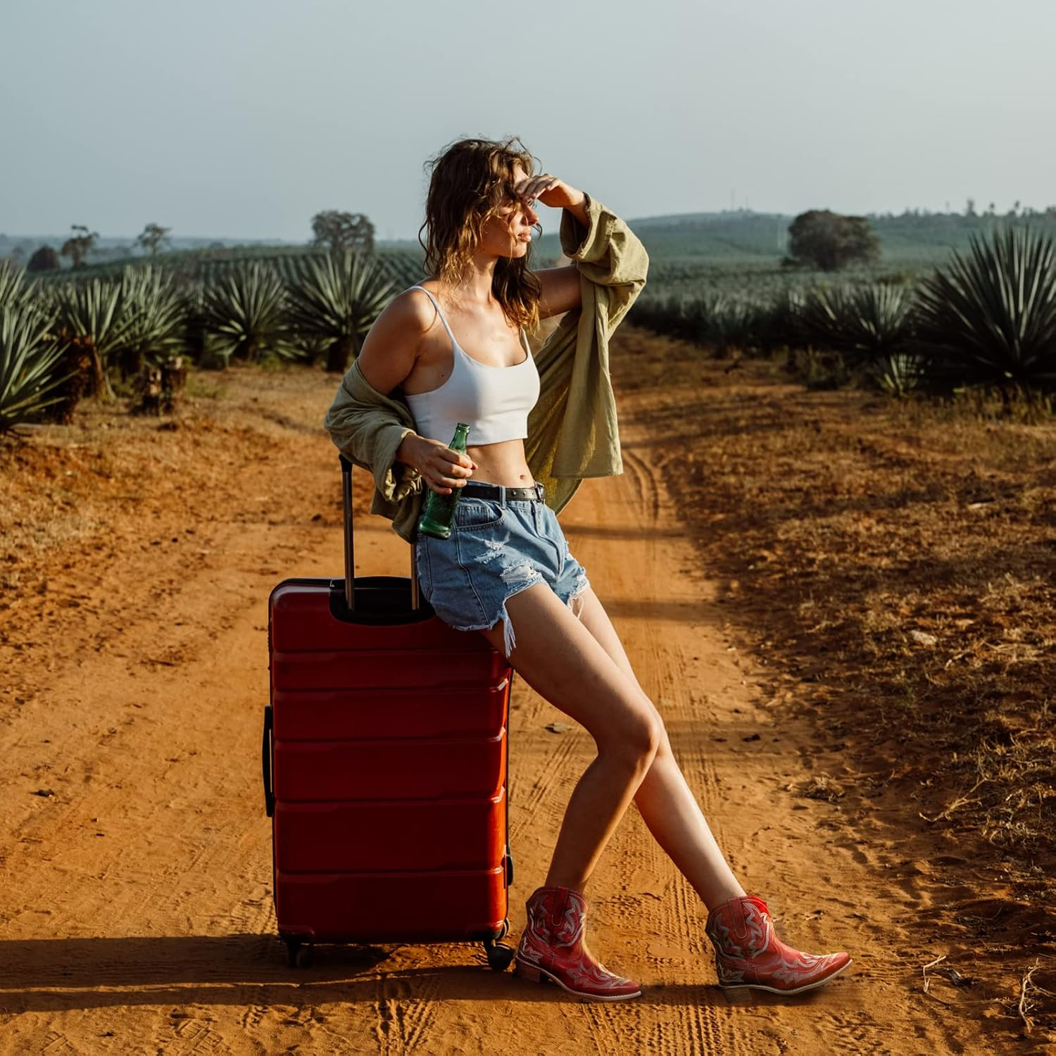 Kinyahoe Cowboy Boots for Women Cowgirl Western Ankle Boots Ladies Short Embroidered Pointed-Toe Low Heel Stitched Classic Retro Booties US6-10.5 image number 1