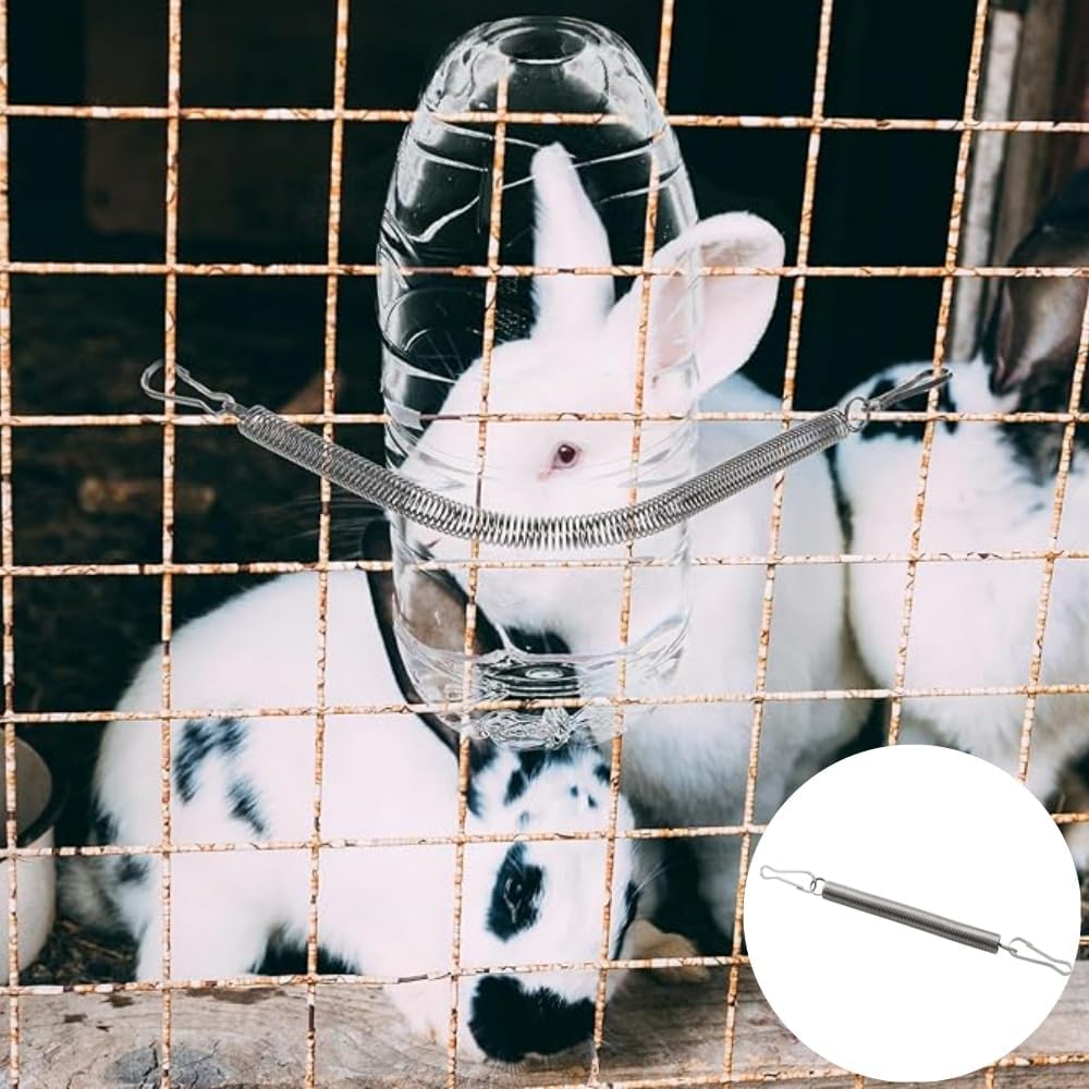 FACAING 8PCS Small Animal Water Bottle Spring Clips （Each with 2 Extra Stainless Steel Tension Clips）, for Chinchilla, Hamster, Parrot, Rabbit Drinking Bottle Fixing image number 4