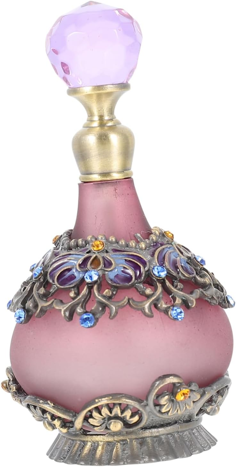 Yardenfun Vintage Refillable Perfume Bottle 23Ml Glass Essential Oil Dispenser Enamel Coating Purple Crown Design Travel Cosmetic Storage Container