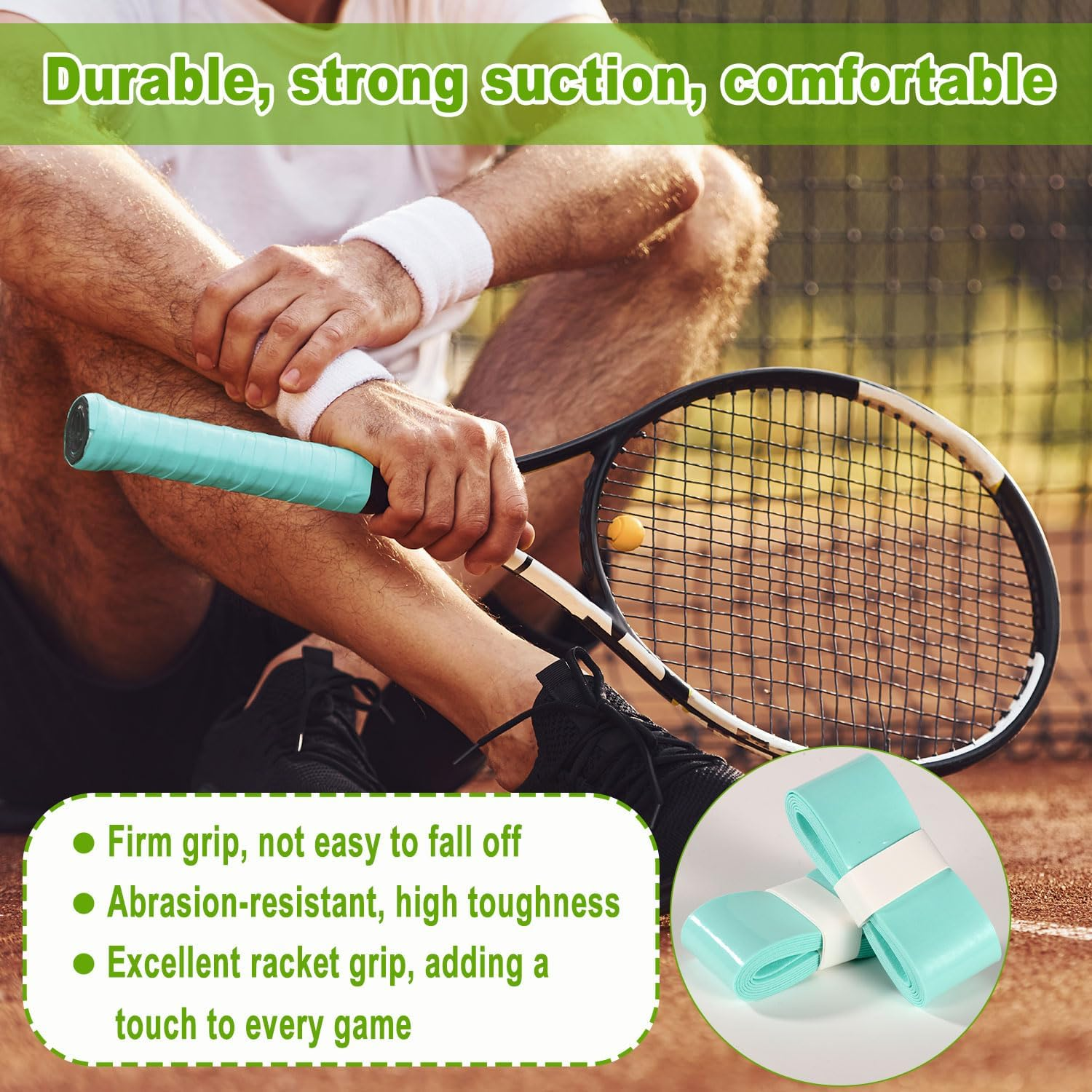 Gosknor 6Pcs Tennis Racket Grip Tape, anti Slip Badminton Racket Grip Cover Tennis Finishing Grip Wrap Badminton Overgrip Precut for Badminton Sports Lovers Gifts image number 2