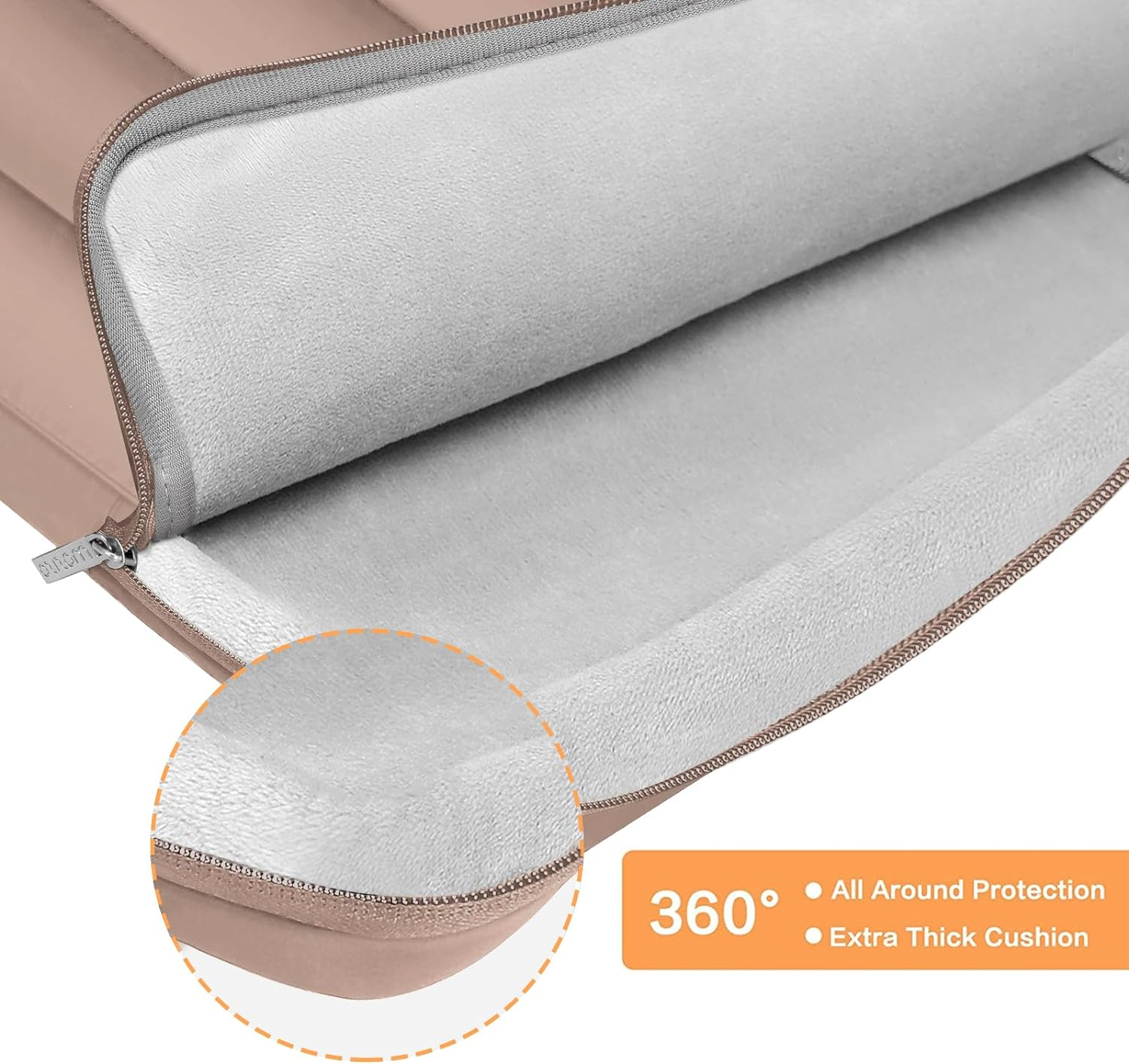 MOSISO 360 Protective 15-15.6 Inch Laptop Case, 16 Inch Puffy Laptop Sleeve Compatible with Macbook Pro 16, HP, Dell, ASUS, Acer, Lenovo Notebook Computer,Polyester Horizontal Side Open Bag, Brown image number 2