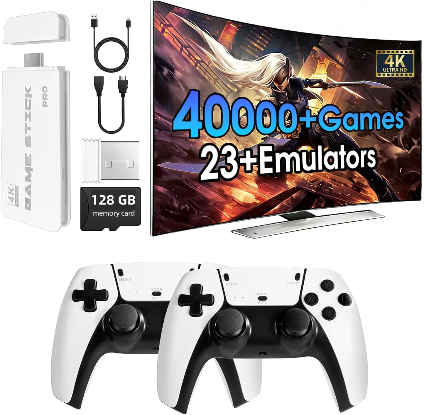 MINYIKJ Retro Gaming Console, Retro Game Stick with 4K HDMI, Classic Video Games, Upgraded Dual 2.4G Wireless Controllers 128GB image number 4