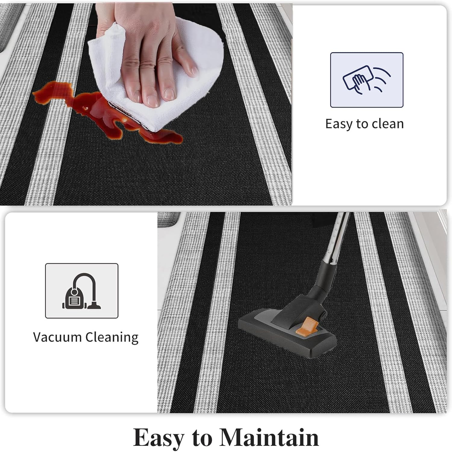 Kitchen Mats for Floor,2Pcs Cushioned anti Fatigue Kitchen Mat for Floor,Non Slip Waterproof Kitchen Rug Set,Comfort Standing Mat for Kitchen,Floor,Office,Sink,Laundry (17.3"&times;30"+17.3"&times;47") image number 2