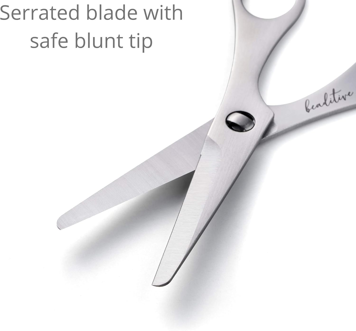 Beaditive Baby Scissors - Stainless Steel Toddler Food Cutter with Serrated Blade and Blunt Tip for Safety - Dishwasher Safe Baby Food Shears for Cutting Tiny Bites with Portable Travel Case image number 4