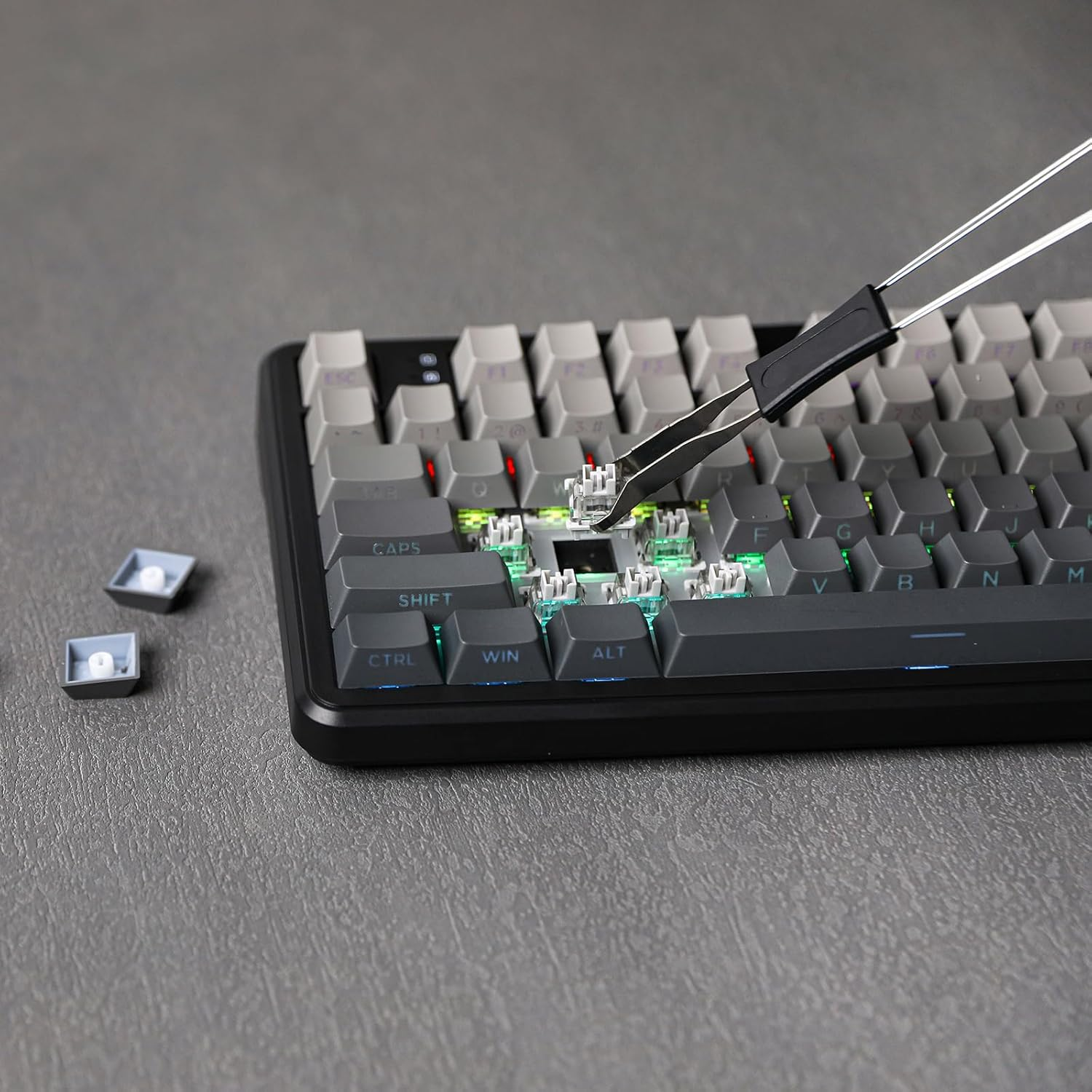 Mechlands Aula F108 Wireless Gaming Keyboard with Screen, 4000Mah Battery, Full Size Custom Gasket Mechanical Keyboard, Programmable 108 Keys, Hot-Swappable, for Win/Mac (Black Gradient) - Greyyellow image number 2