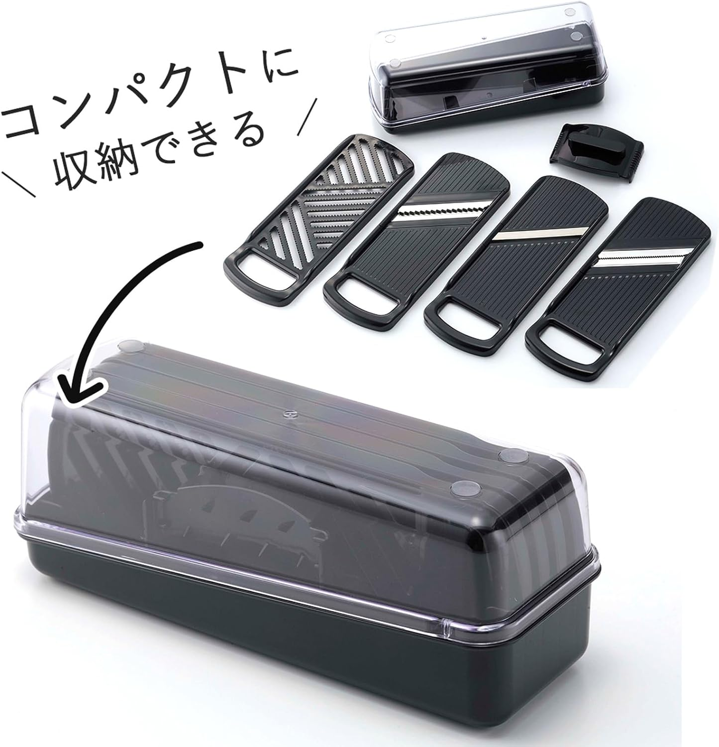 Shimomura 43881 Slicer Set, 4 Types of Prep Prepare Set, Made in Japan, Time-Saving Cooking, Compact Storage, Slicing, Julienne, Cut, Grater, Safety Holder, Dedicated Case, Vegetable Cooker, image number 4