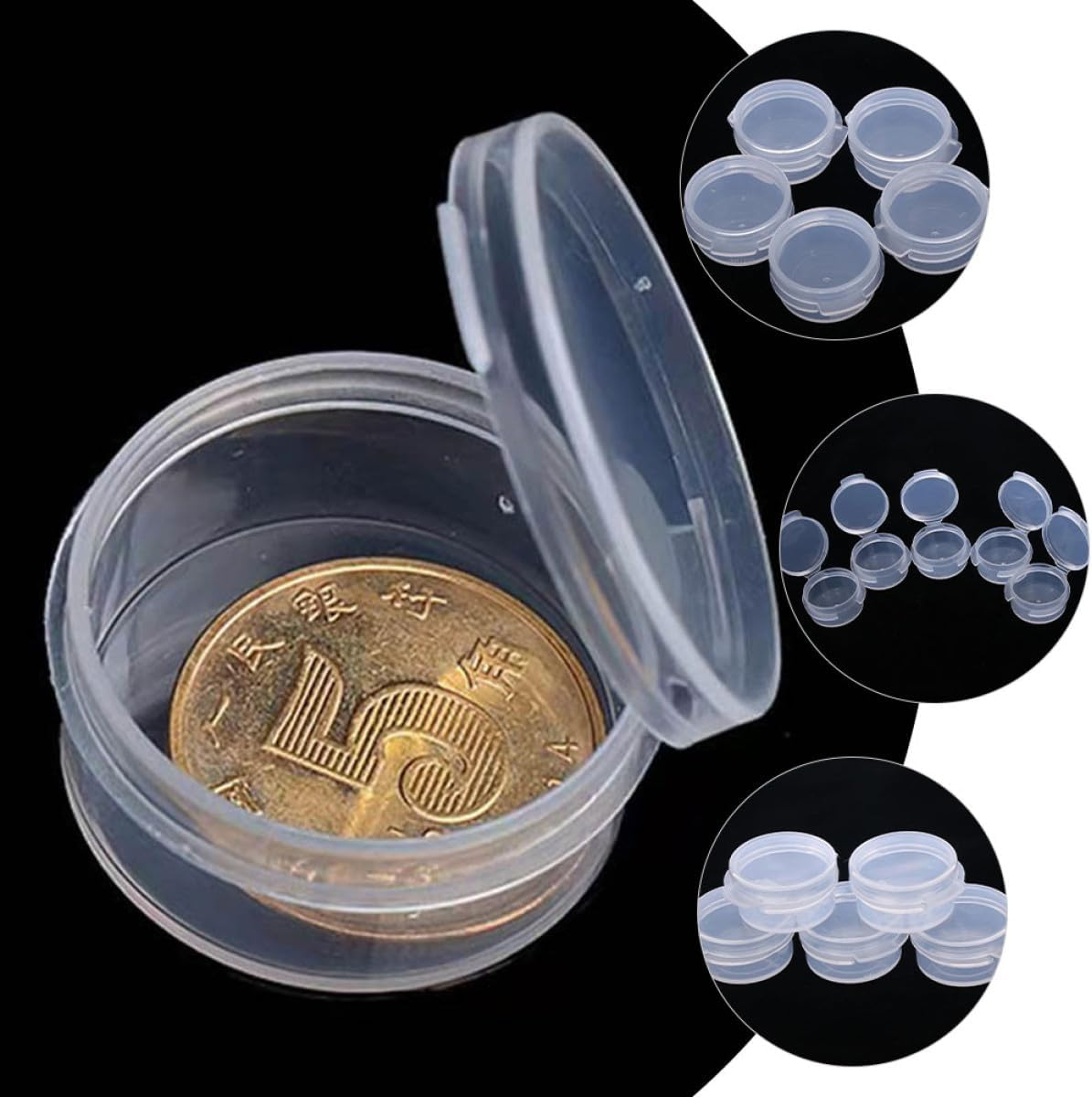 CHILDWEET 25Pcs round Plastic Soil Sampling Jars with Hinged Lids, Small Sealed Containers for Soil Samples and Moisture Testing, Portable Organizer Boxes for Field Use image number 5