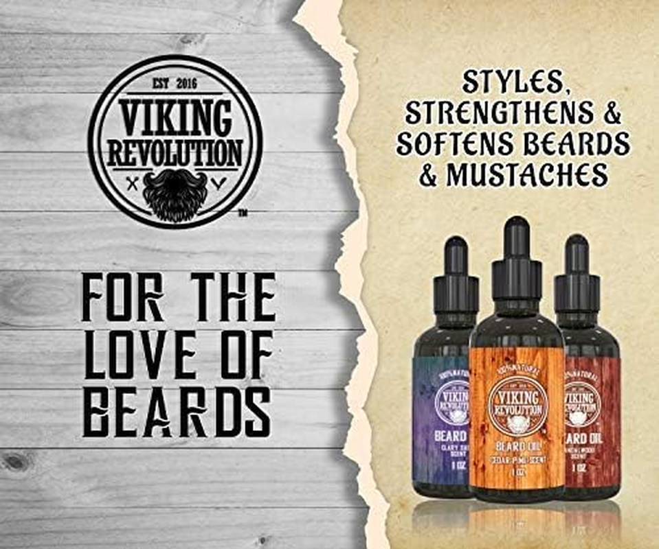 Viking Revolution - Beard Oil Conditioner 3 Pack - All Natural Variety Sandalwood, Pine & Cedar, Clary Sage - Conditioning and Moisturizing - Stocking Stuffers for Him - 3 X 30 Ml image number 4