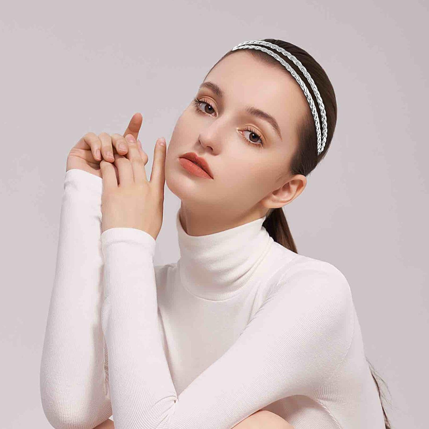 3 X Braided Headbands, Adjustable Elastic Headband, Stylish and Simple Hair Accessories, Classic and Versatile Hair Accessories. image number 3