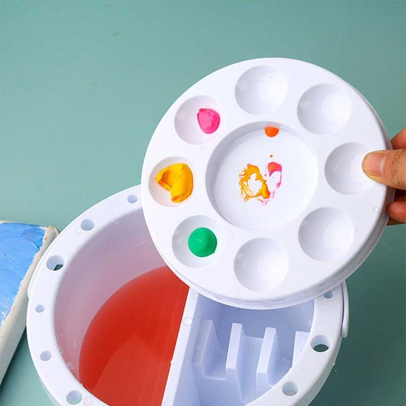 AIMALL Portable 3-In-1 Watercolour Palette - Pencil Washing Bucket with Integrated Palette, Fine Arts Paint Cleaning Tank, Compact Design for Art Students and Professionals image number 4
