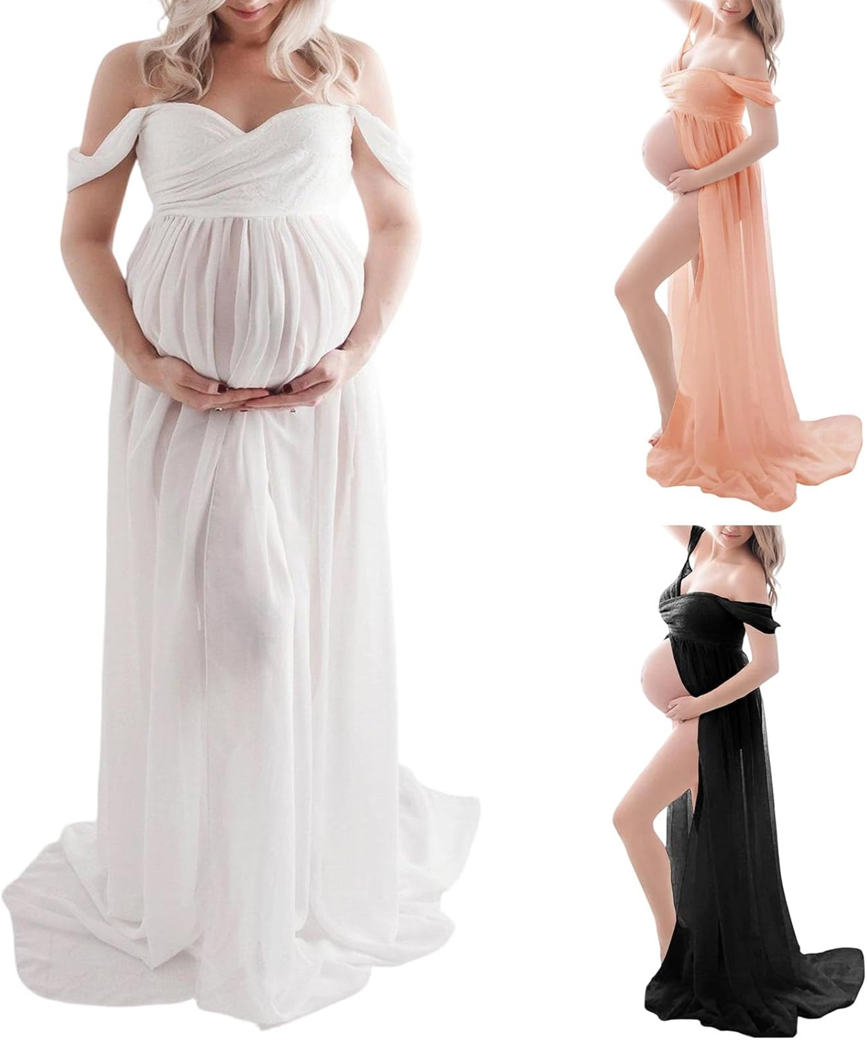 Elegant Maternity Dress Soft Polyester with Flattering Outline Expecting Mother Upgrades for Pregnancy Photos Pregnancy Photo image number 2