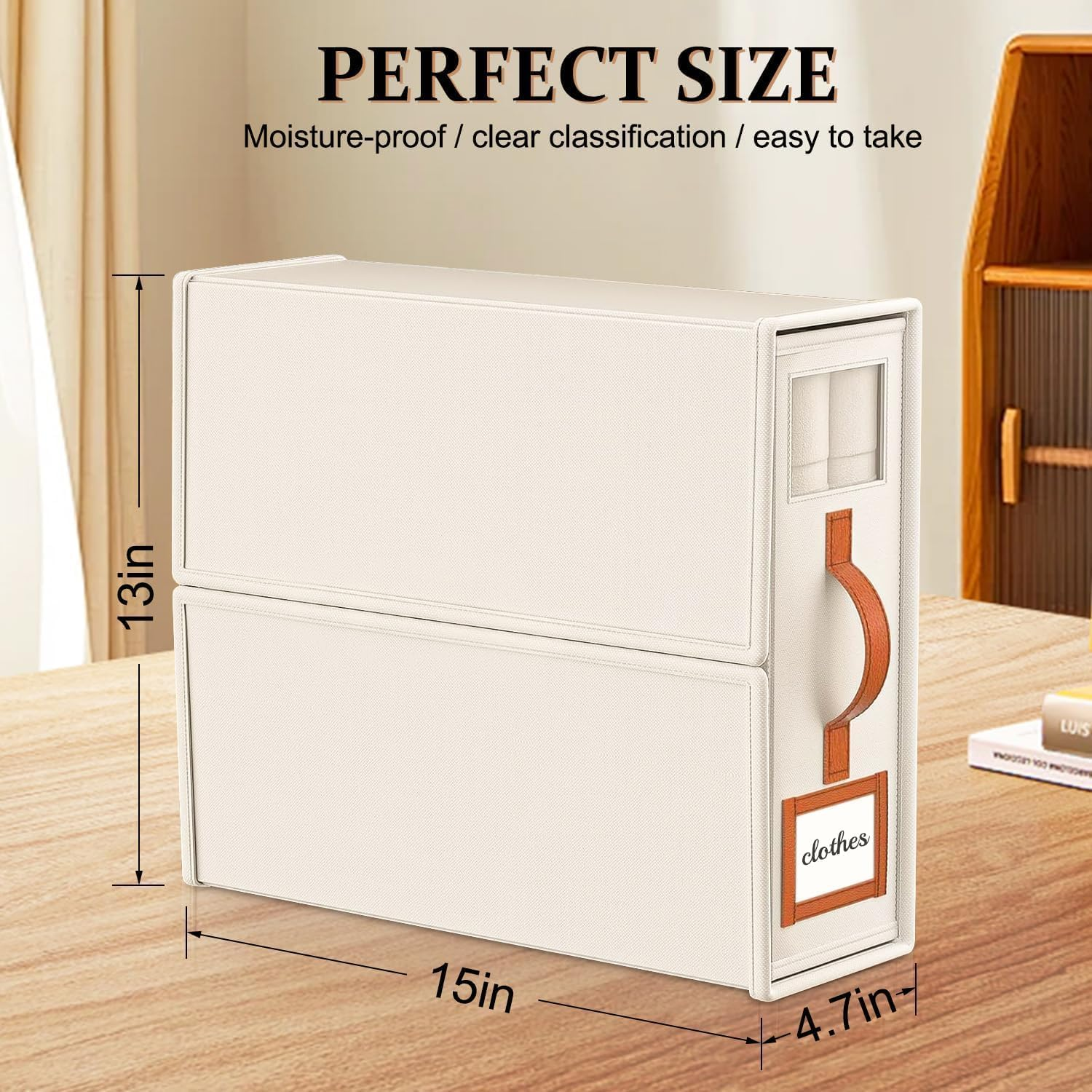 Foldable Bed Sheet Organizer & Storage Box for Linen Closet &ndash; Duvet Cover & Bedding Storage with Handle, Space-Saving Wardrobe Organiser, Saving Wardrobe Organiser (Beige, 8 Pack-King Size-3.7 Gal)