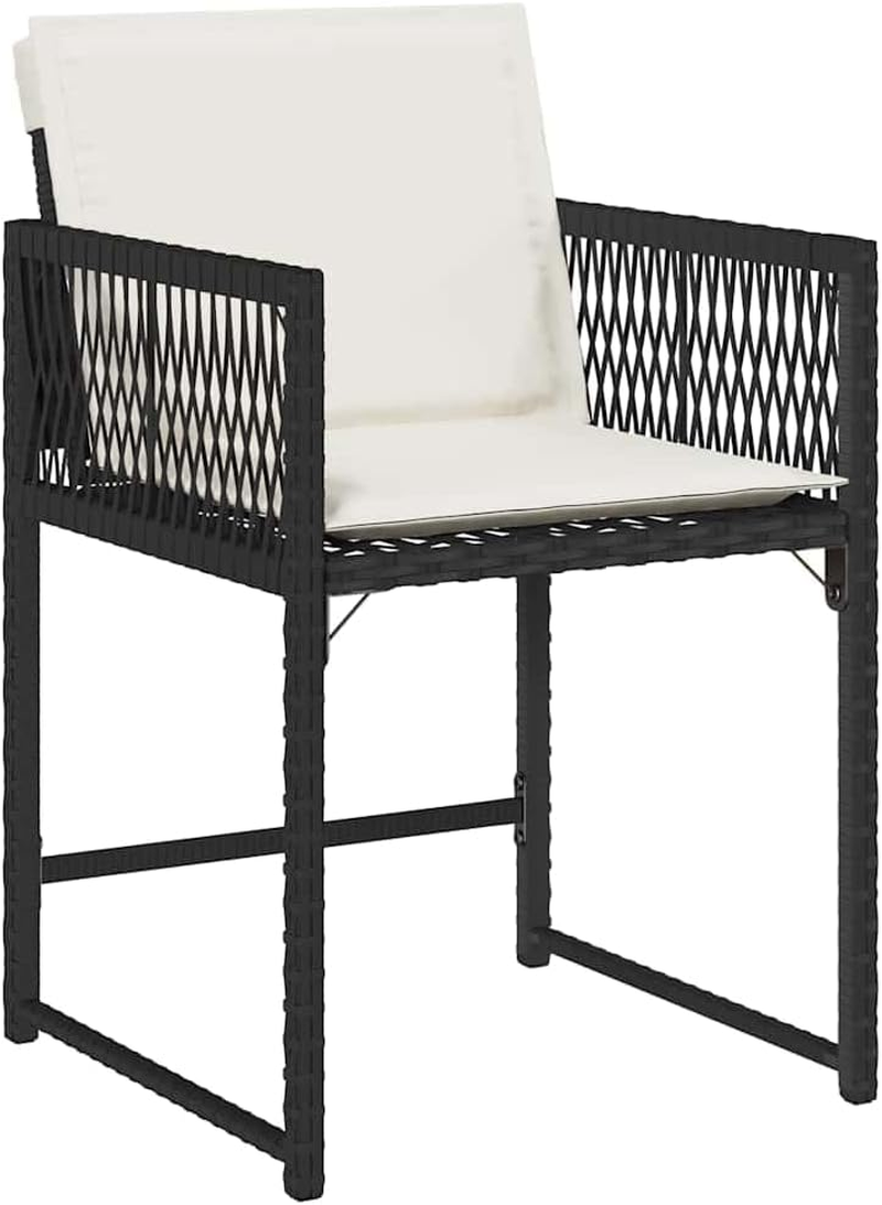 Vidaxl Light Grey Poly Rattan Garden Chairs with Cushions - Set of 4, Weather- Outdoor/Indoor Dining Seating, Foldable Backrest and Washable Covers for Patio, Deck, Lounge Area