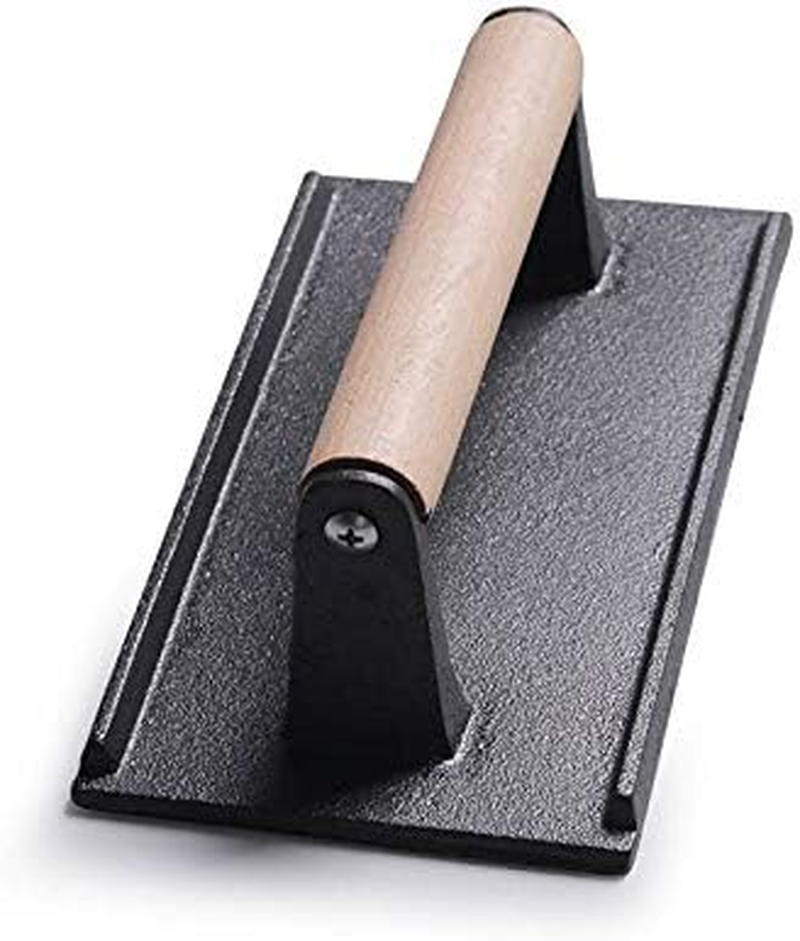 Bacon Press - Heavy - Duty Cast Iron Grill Press Meat Press Steak Grill Weight Burger Smasher Burger Press with Wood Handle (Black 1) image number 4