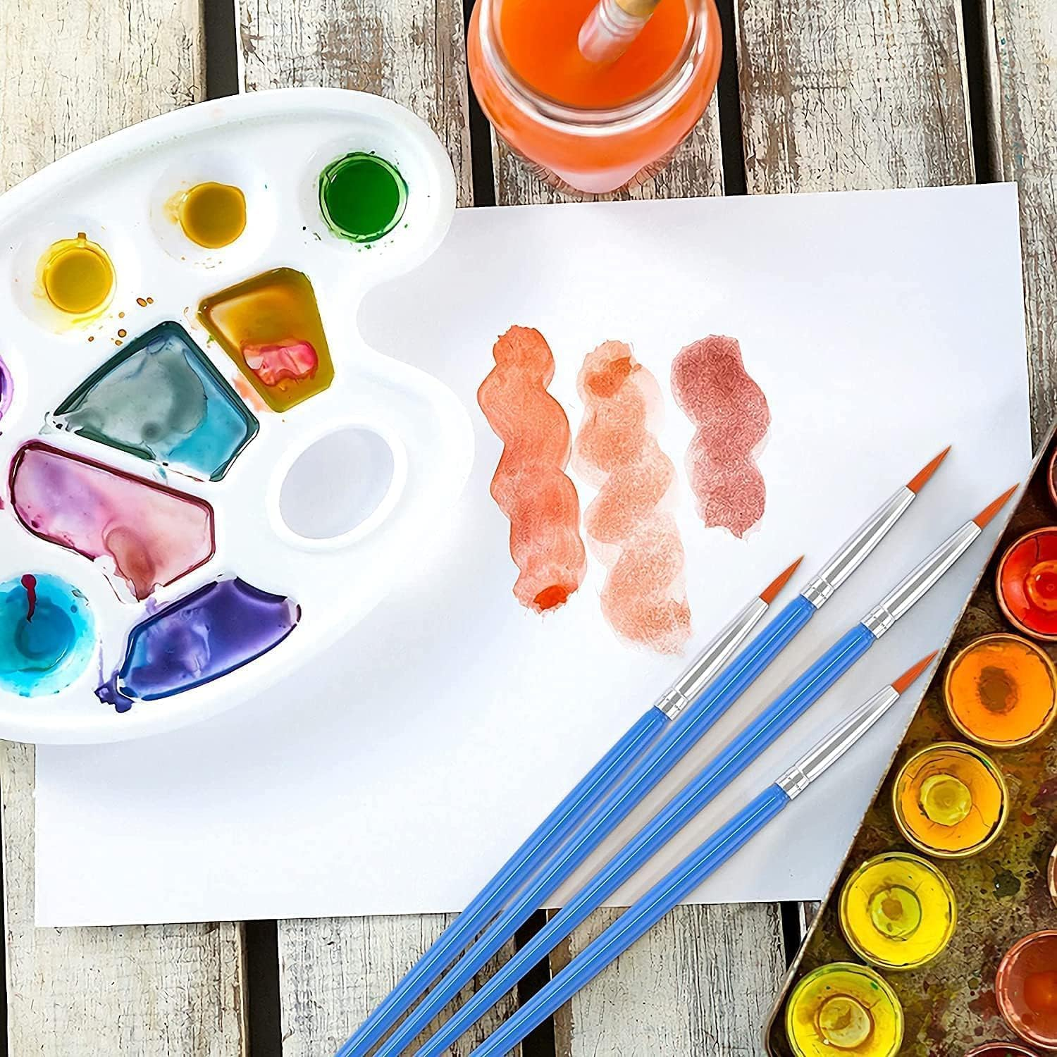 SLLINQKX Paint Brushes Set, 2 Pack 20 Pcs round Pointed Tip Paintbrushes Nylon Hair Artist Acrylic Paint Brushes for Acrylic Oil Watercolor, Face Nail Art, Miniature Detailing & Rock Painting, Blue image number 5