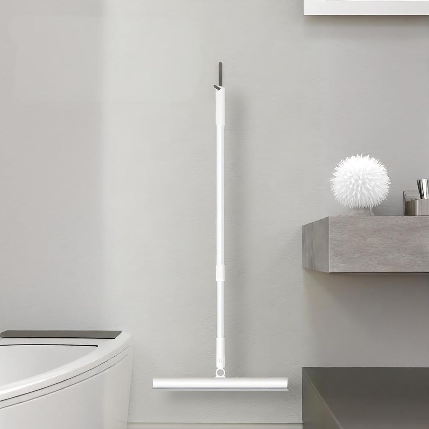 39Cm Floor Squeegee Scrubber with Adjustable Handle (75-125Cm), 180&deg; Pivoting Head & Soft Rubber Blade for Glass, Floor, Shower Walls, and Bathroom Surfaces image number 2