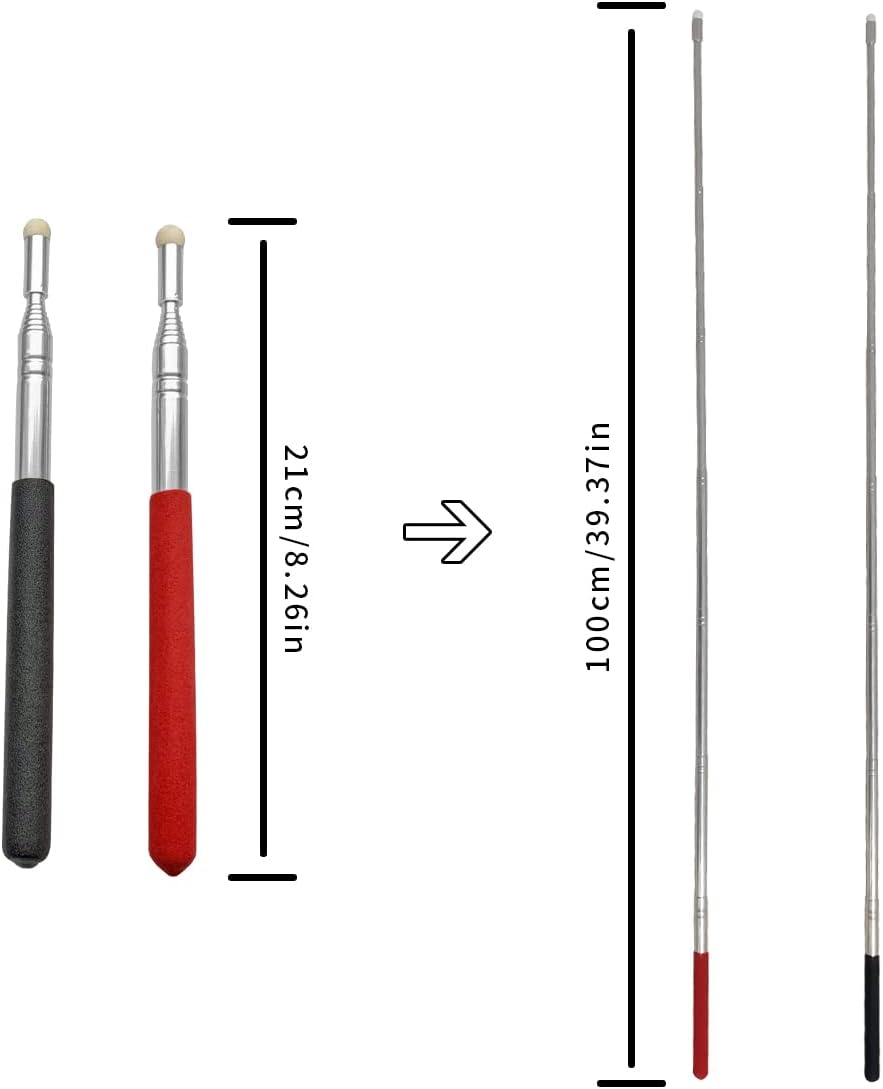 2 Pcstelescopic Teachers Pointer Stick, Extendable Teaching Pointer, Whiteboard Pointer with Felt Head for Teachers, Guides, Coach, Extends to 39''&Iuml;&frac14;&circ;Red and Black&iuml;&frac14;&permil; image number 1