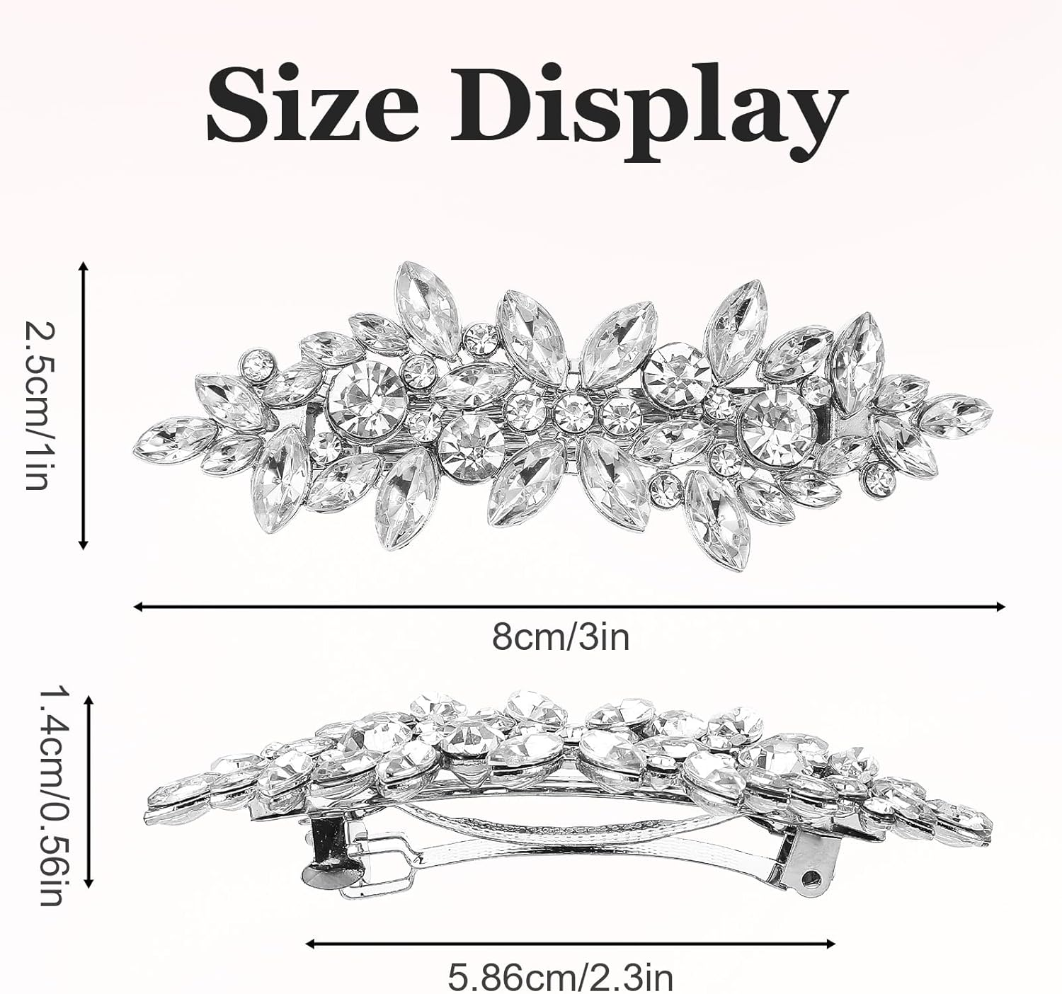 Pack of 2 Rhinestone Hair Clips, Sparkly Bridal Hair Accessories, Silver, Vintage Hair Clip, Silver, Sparkling Hair Pins, Wedding for Women and Girls, Evening Party, Wedding, Daily Use image number 3